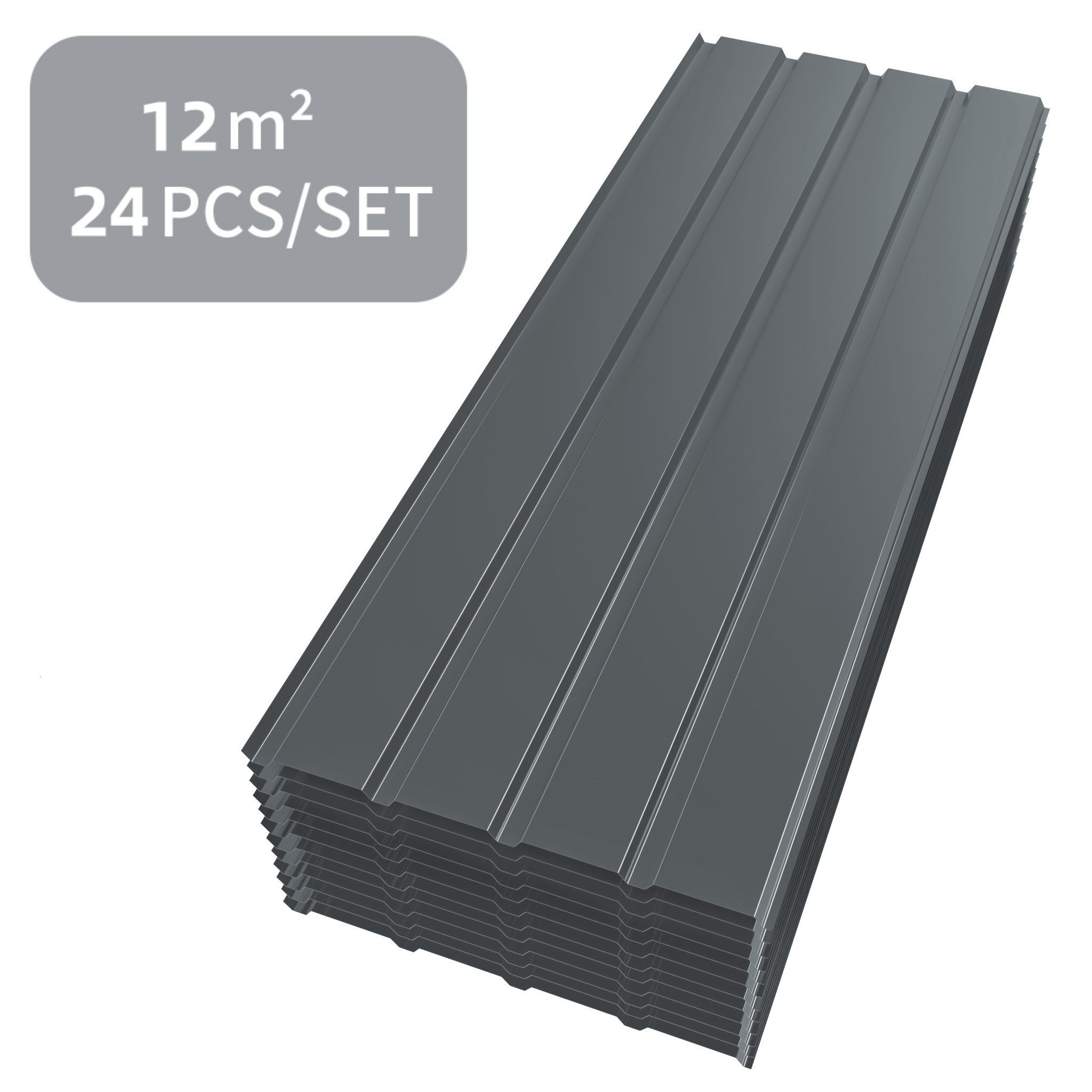 Mondeer Wellplatte Панели крыши, (24-St), Trapezblech 115cm x 45cm verzinkt Profilblech Dachblech Hellgrau
