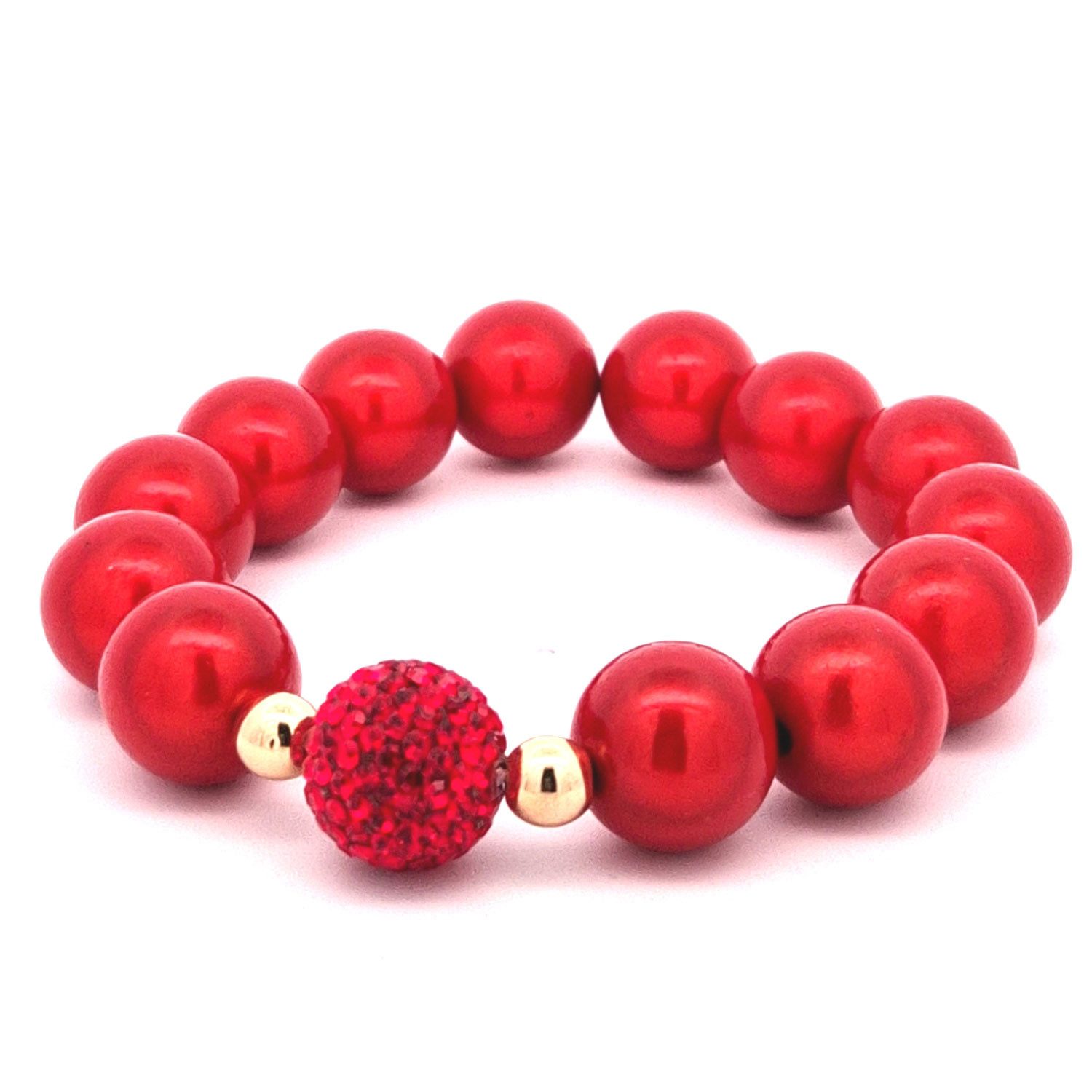 Impala Perlenarmband Glanzvolles 14-mm Perlenarmband mit funkelnder Shamballa-Perle