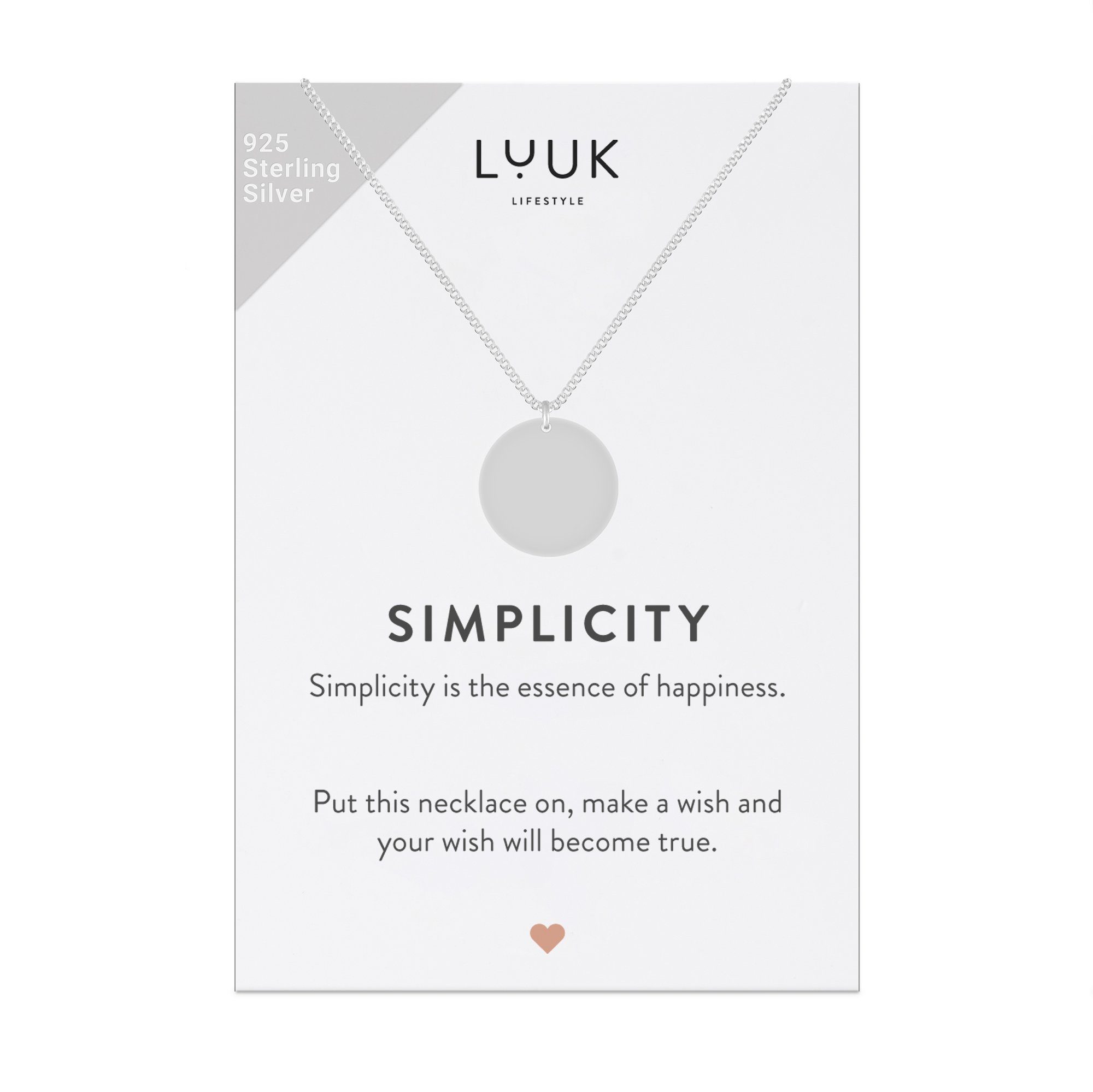 Plättchen, Geschenkkarte, Silberkette LUUK SIMPLICITY LIFESTYLE mit Glücksbringer