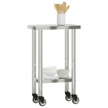 vidaXL Küchenwagen Küchenwagen Küchen-Arbeitstisch mit Rollen 55x30x85 cm Edelstahl