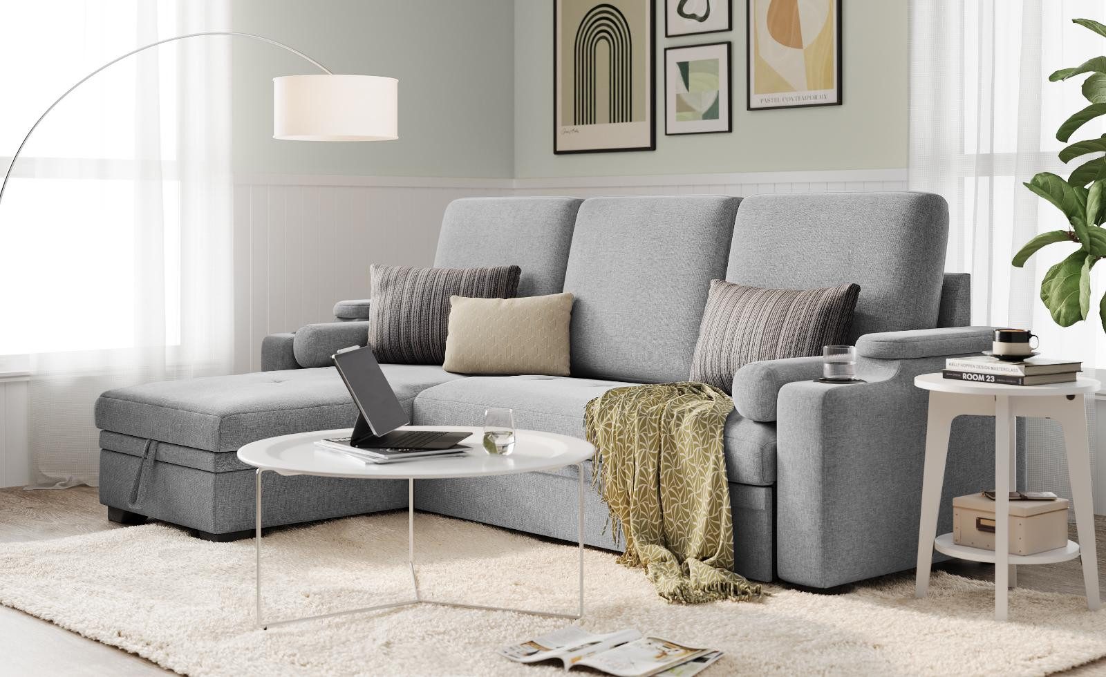 VASAGLE Schlafsofa, Couch mit Stauraum, Schlaffunktion, günstig online kaufen