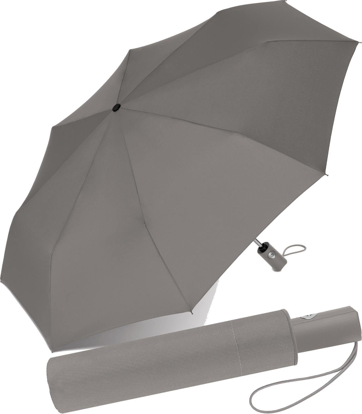 RS-Versand Taschenregenschirm schöner stabiler Regenschirm mit Auf-Zu-Automatik, für Damen und Herren, in vielen modischen Farben grau