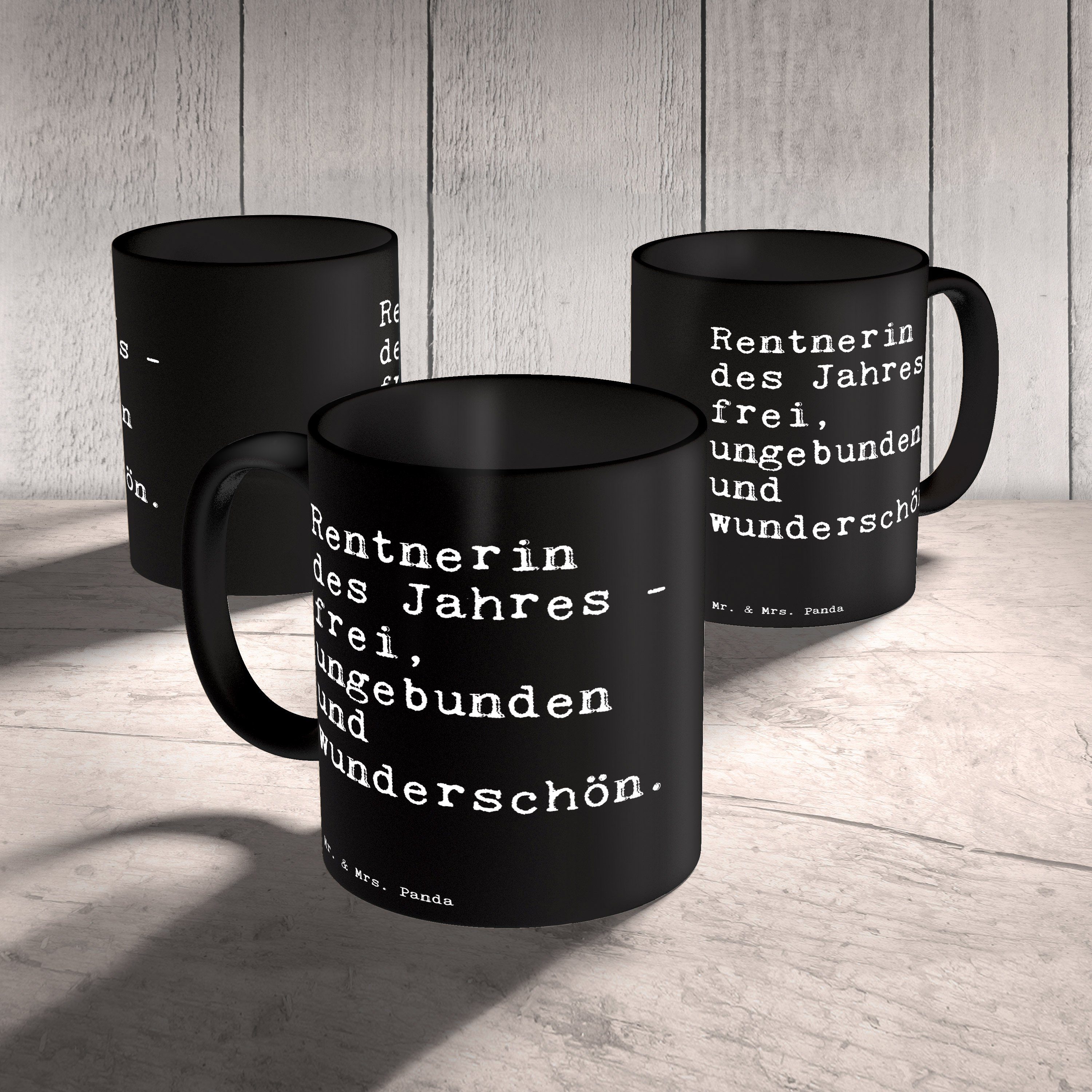 - des Kaffeeta, Tee, Geschenk, Jahres - & Mr. Rentnerin Schwarz Tasse -... Spruch, Keramik Panda Schwarz Mrs.