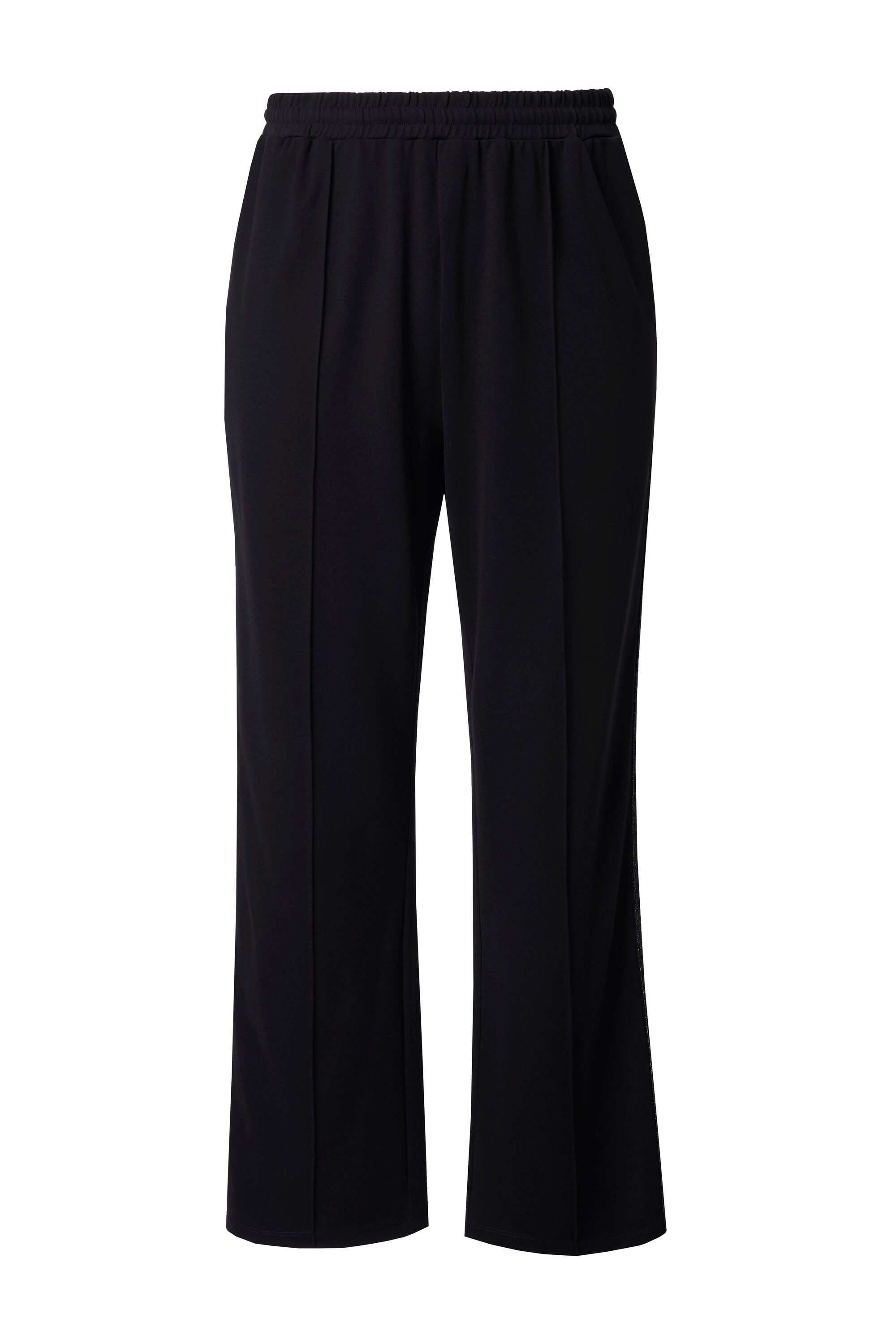 Ulla Popken Schlupfhose Hose Rose weites Bein Elastikbund Seitenstreifen günstig online kaufen