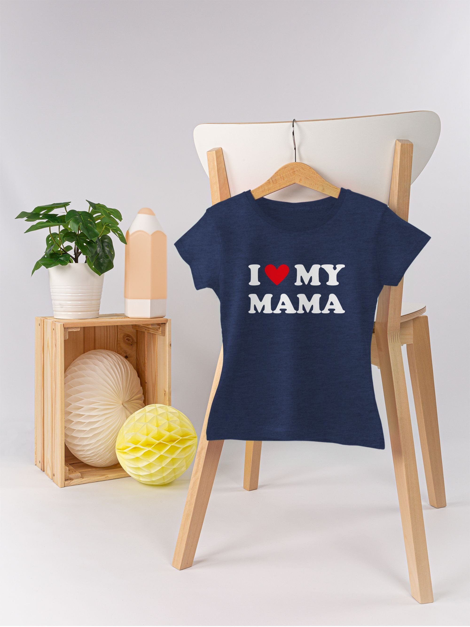 my - Dunkelblau 1 love Meliert I T-Shirt Shirtracer Mama Mum Muttertagsgeschenk