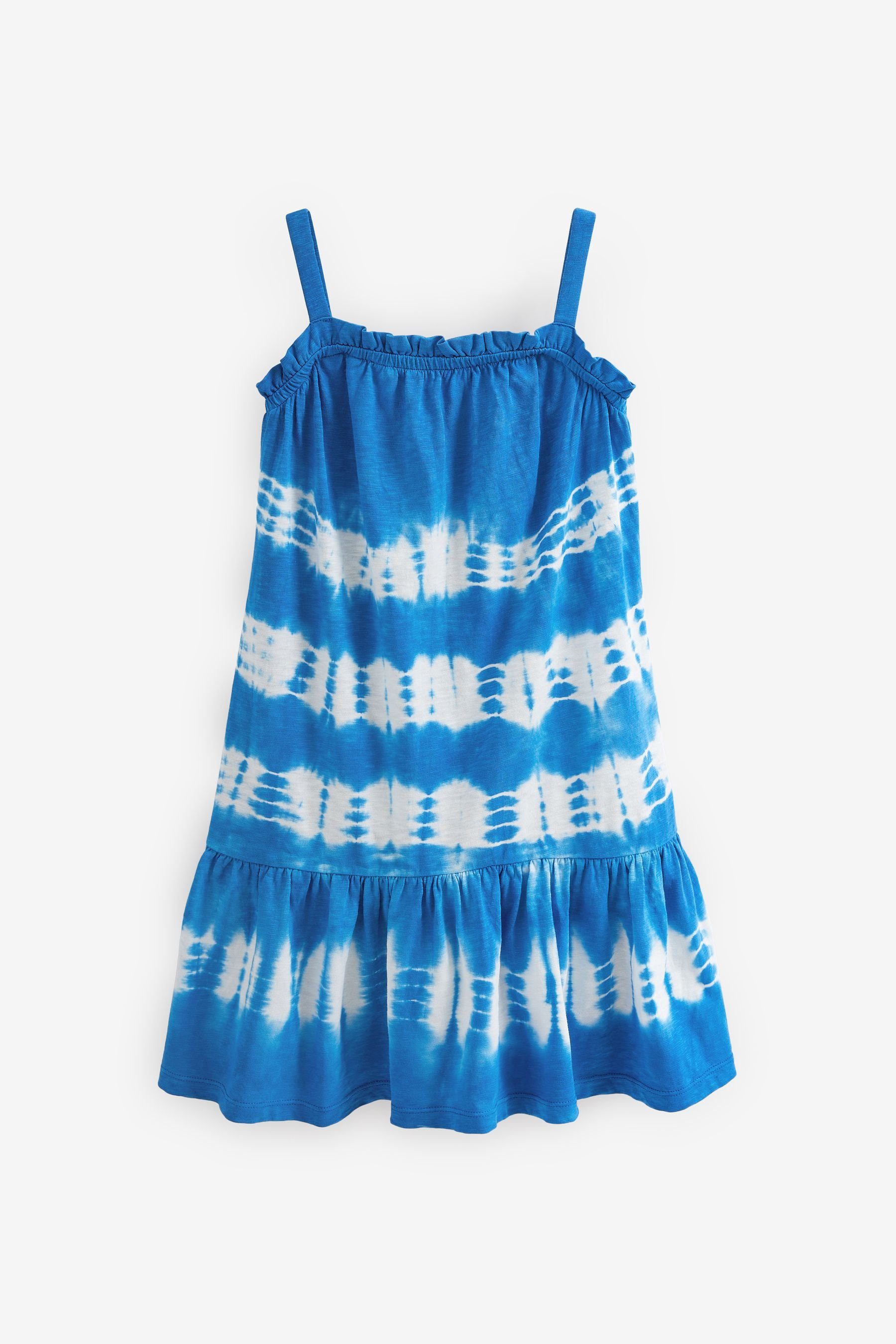 Dye Kleid Stripe aus (1-tlg) Spaghettiträgern Trägerkleid mit Jersey weichem Tie Next Blue/White