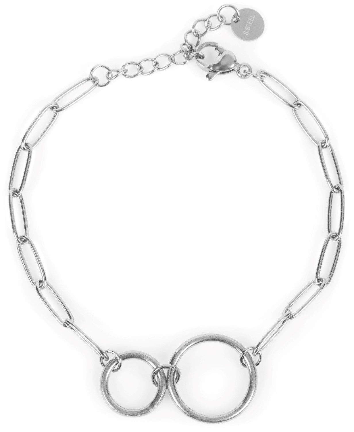 styleBREAKER Gliederarmband Edelstahl Glieder Armkette mit Ring Anhängern (1-tlg)
