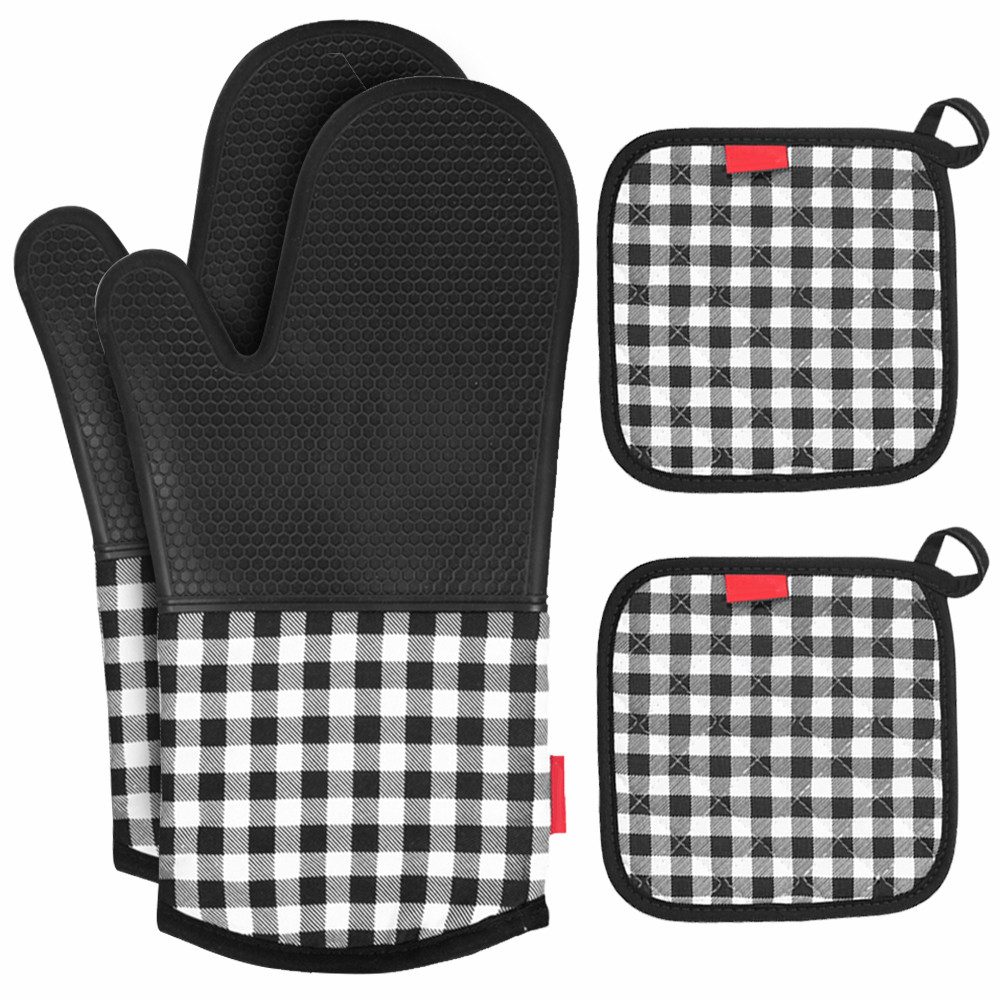 Lexzurn Topfhandschuhe Topflappen Ofenhandschuh 4er Set, günstig online kaufen