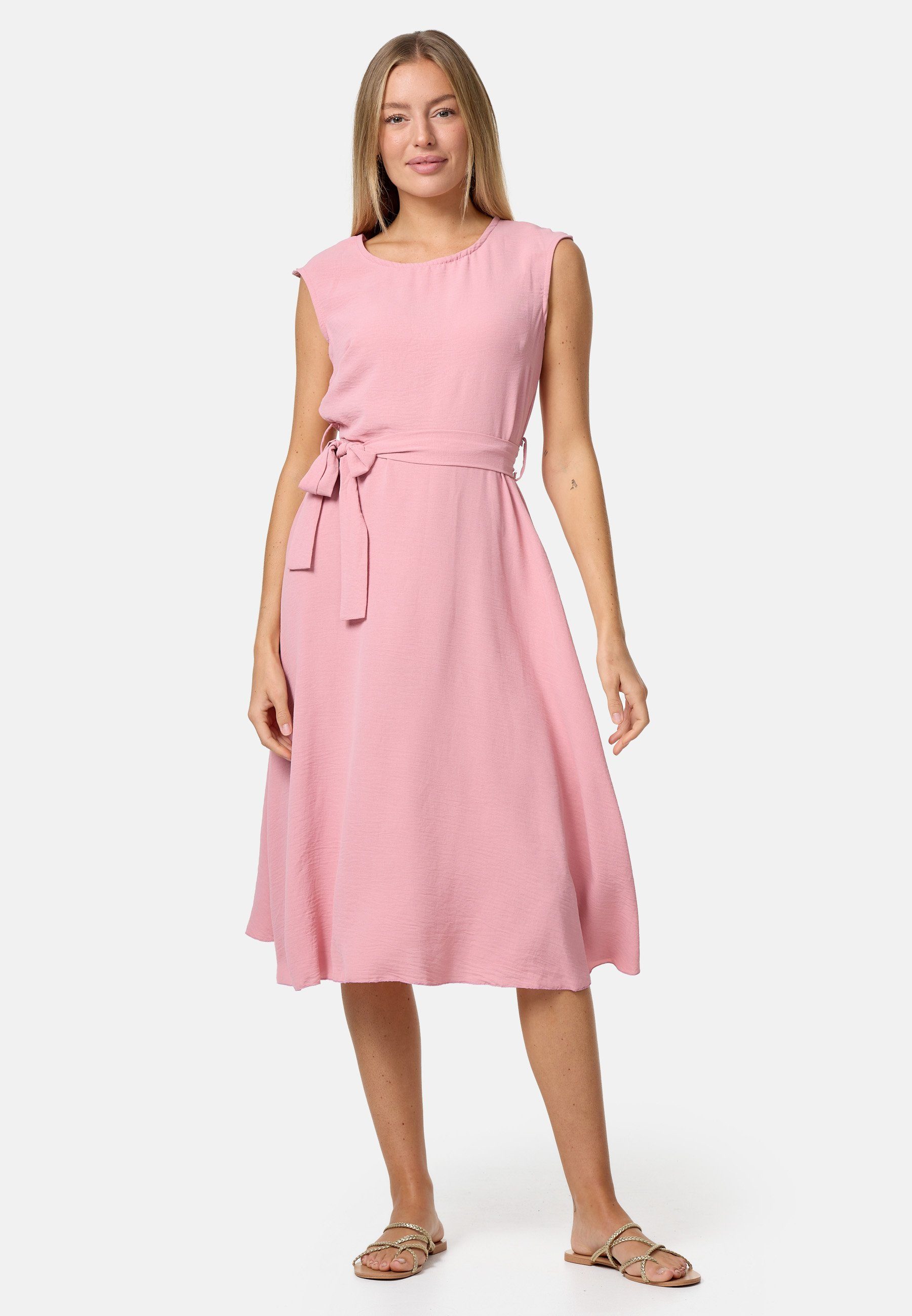 Rayshyne Midikleid PM-26 (Ärmelloses Sommerkleid Dress mit Bindeband in Einheitsgröße)