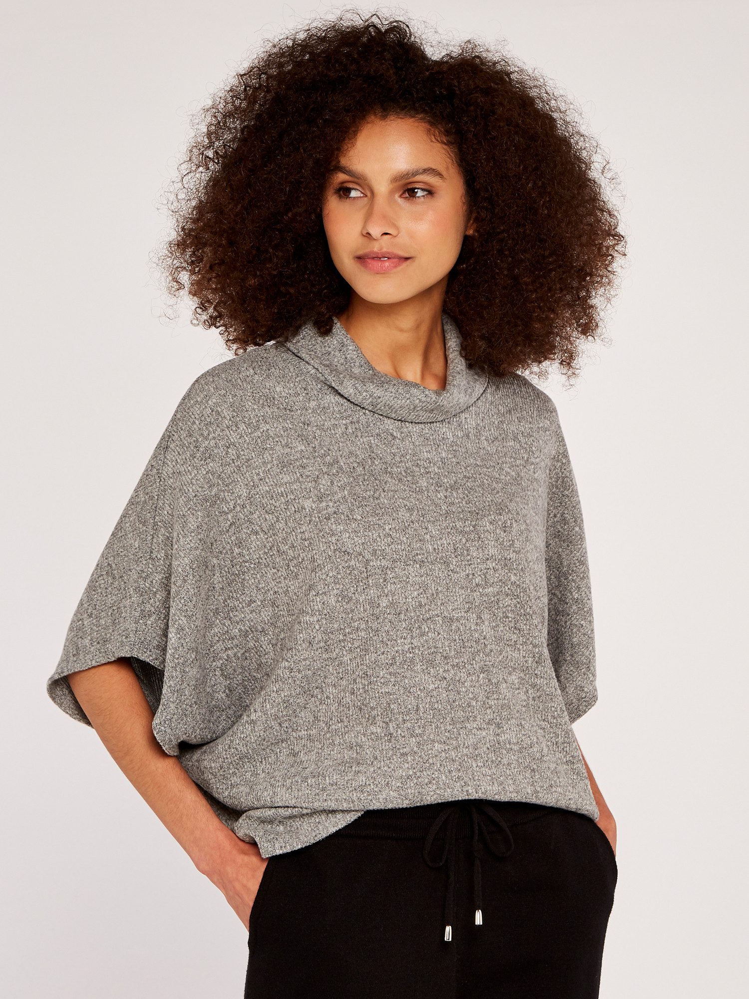 Apricot Kurzarmpullover Cape in Rippstrick, mit günstig online kaufen