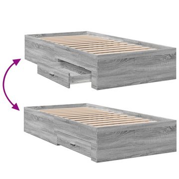 vidaXL Bett Bettgestell mit Schubladen Grau Sonoma 100x200 cm Holzwerkstoff