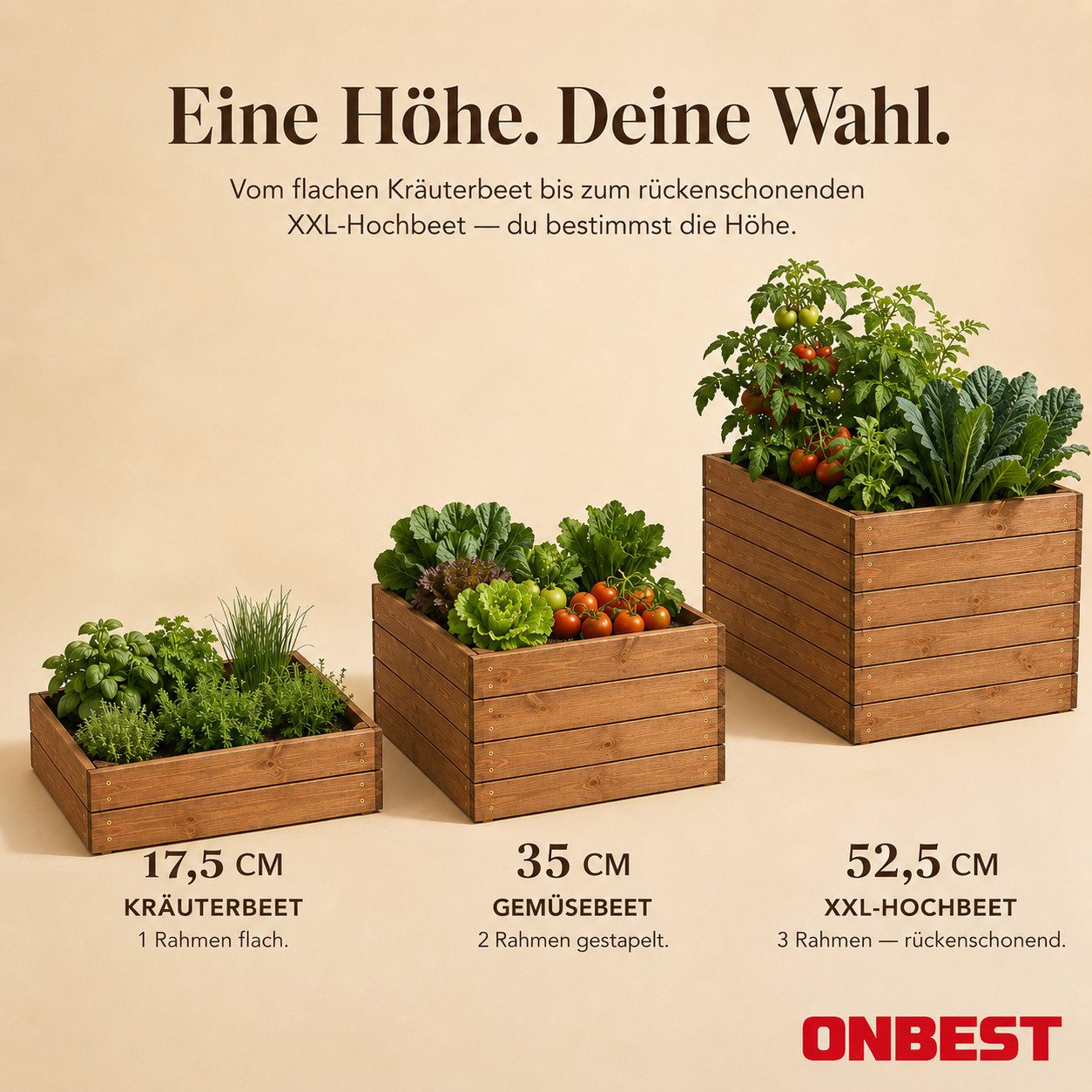 Onbest Rasenkante Pflanzrahmen 3er Set inklusive Pflanzvlies, Hergestellt in Europa
