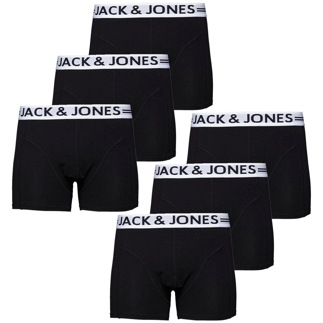 Jack & Jones Boxershorts SENSE 6er Pack (6-St) mit Logo Webbund black (12081832)