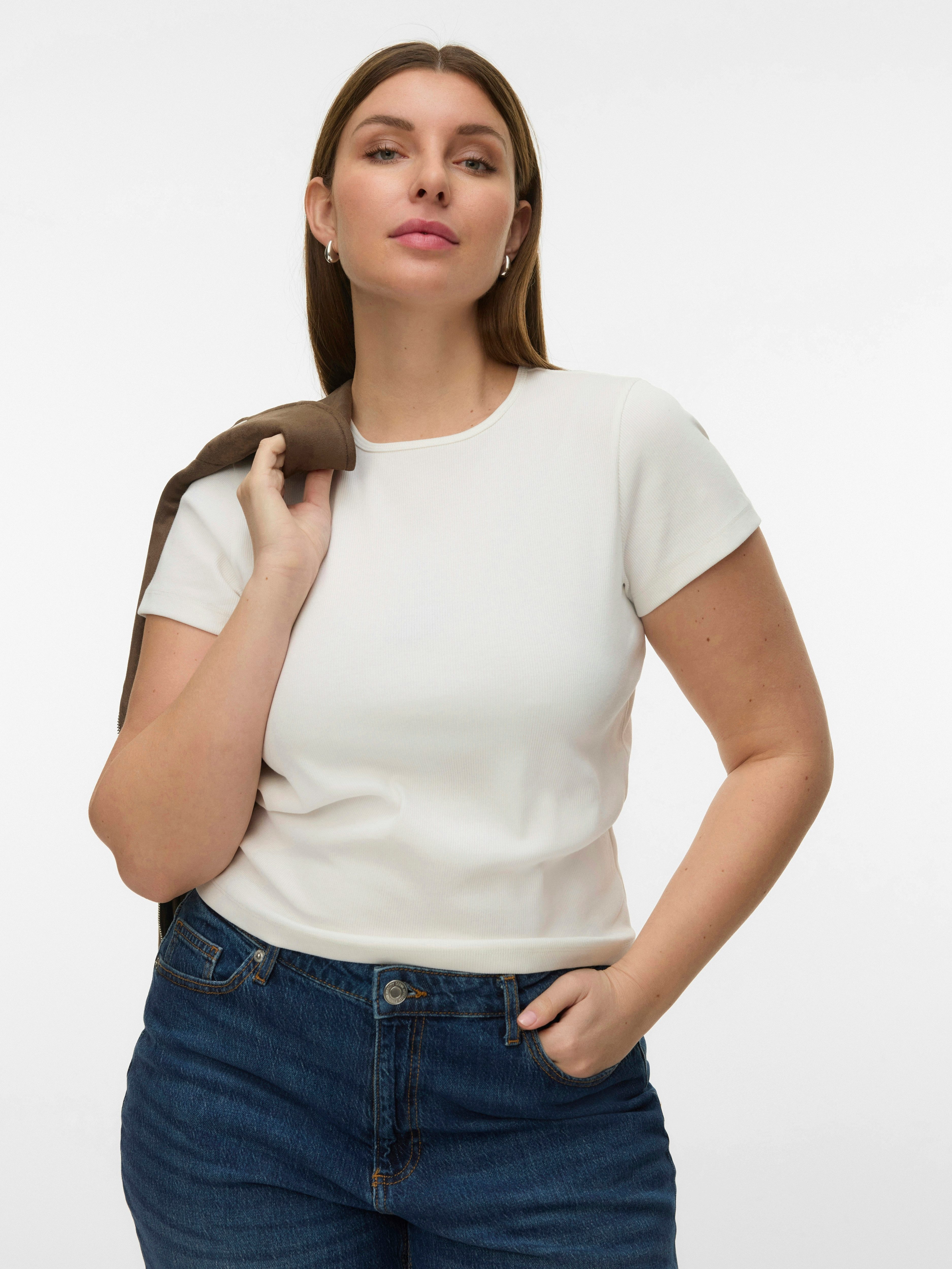 Vero Moda Curve T-Shirt VMCHLOE SS SHORT TOP GA JRS NOOS CUR Baumwollmischu günstig online kaufen