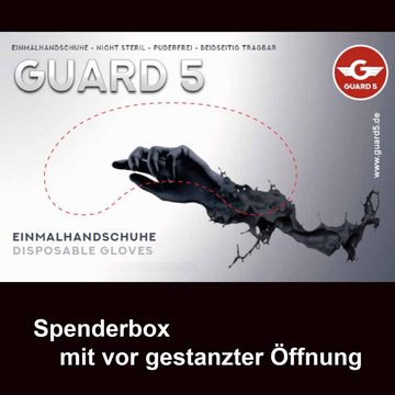 GUARD 5 Einweghandschuhe 200er - Box schwarze Hygiene- Koch- und Küchenhandschuhe (Art. 119003) Lebensmittelecht, Puder- und Latexfrei