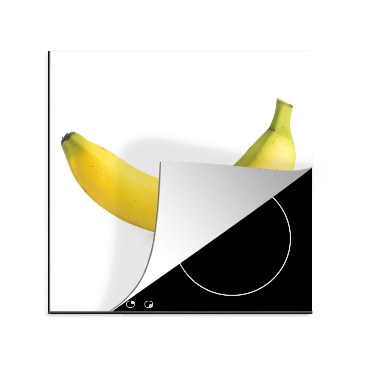 MuchoWow Herdblende-/Abdeckplatte Banane - Gelb - Obst, Vinyl, (1 tlg), 78x78 cm, Ceranfeldabdeckung, Arbeitsplatte für küche