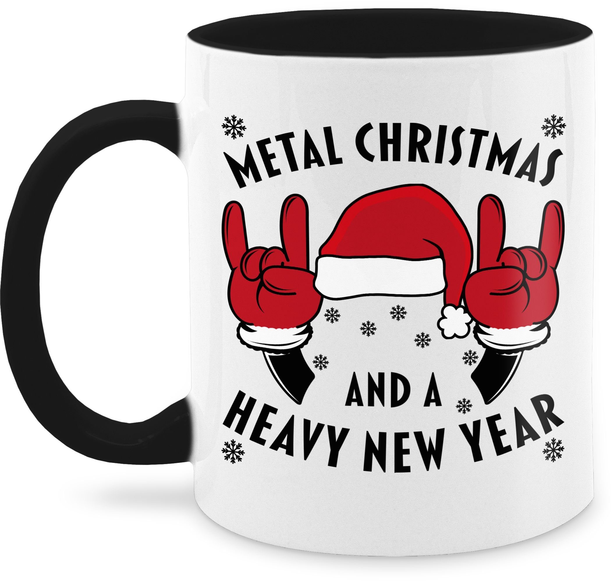 Shirtracer Tasse Metal Christmas and a Heavy New Year, Keramik, Weihnachtstasse 1 Schwarz