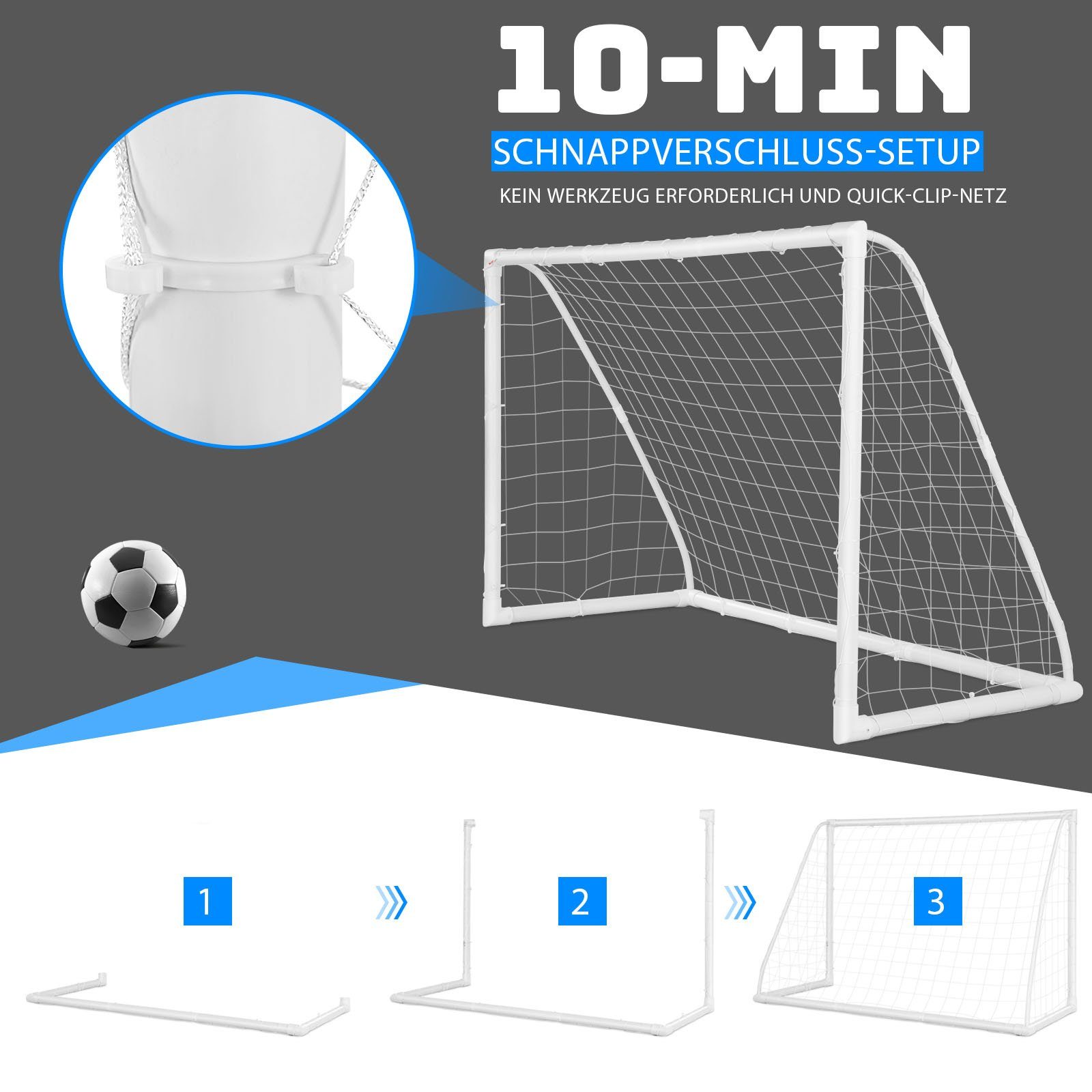 COSTWAY Fußballtor, 183 x 80 x 118,5 cm, für Kinder, Garten, outdoor