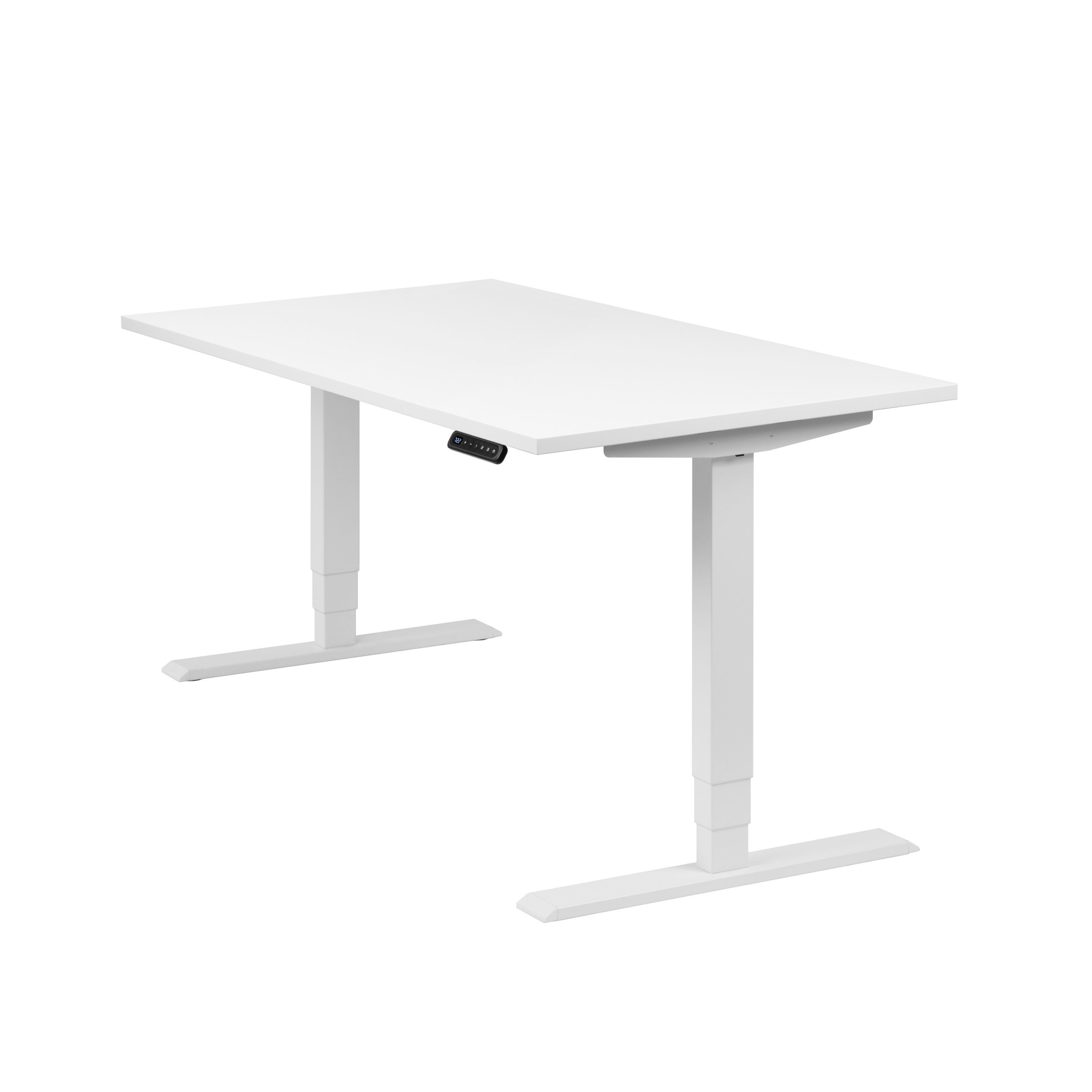 boho office® Schreibtisch Homedesk, Weiß elektrisch höhenverstellbar, Tischplatte Weiß 140 x 80 cm