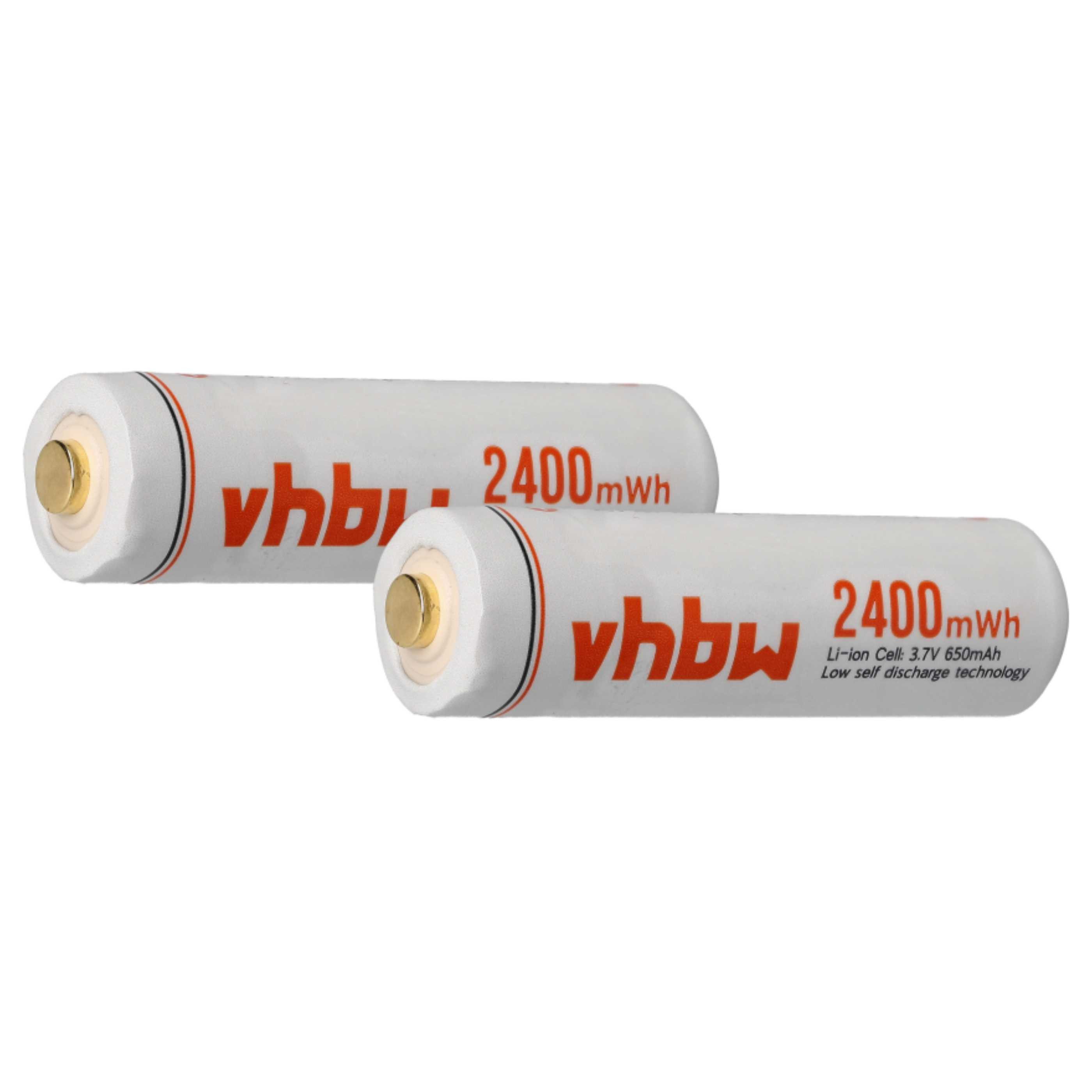 vhbw Akku für Medizin / Taschenlampe / Spielzeug (650 mAh, 3,7 V, Li-Ion) Akku Akku Li-Ion 650 mAh (3,7 V, 2 St), Kompatible Akkuzellen, Für AA Anwendungen z.B. Fernbedienungen