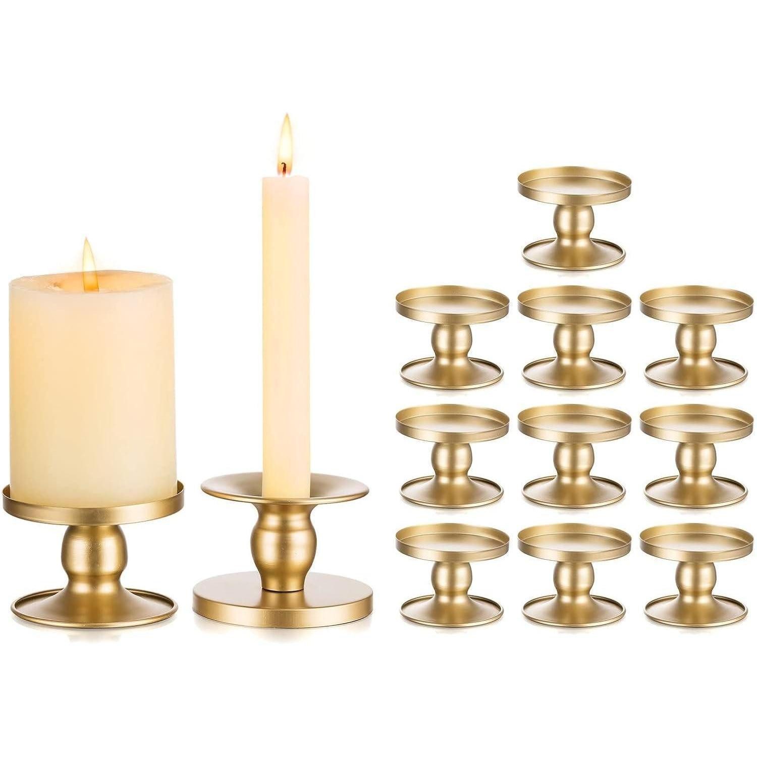 LuxusKollektion Kerzenständer Kerzenständer Gold Metall Stabkerzen Stumpenkerzen 12er 12 Gold