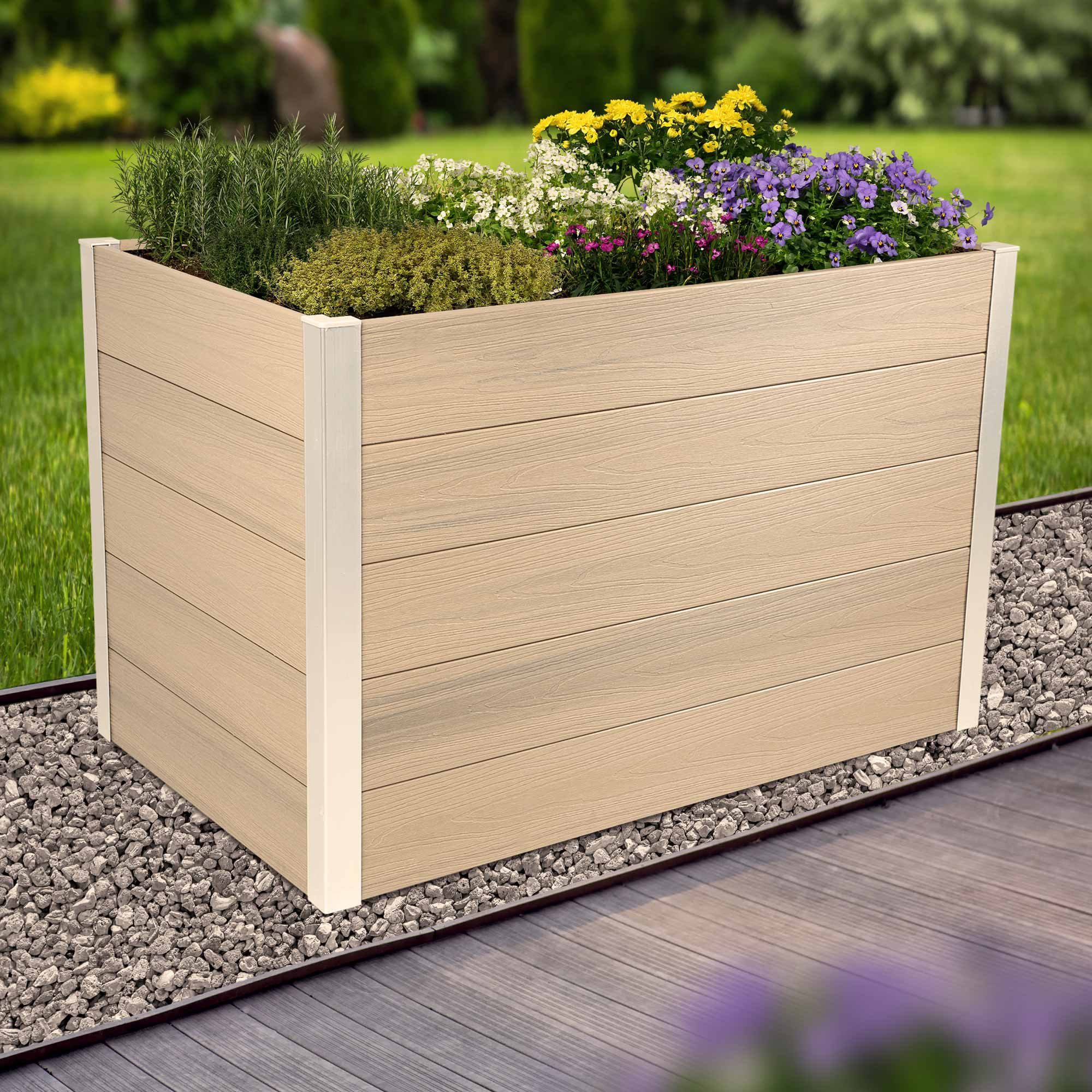 dobar Hochbeet WPC, XL, Silbergrau, ca. 115 x 70 x 75 cm (L x B x H) groß und ca. 35 kg