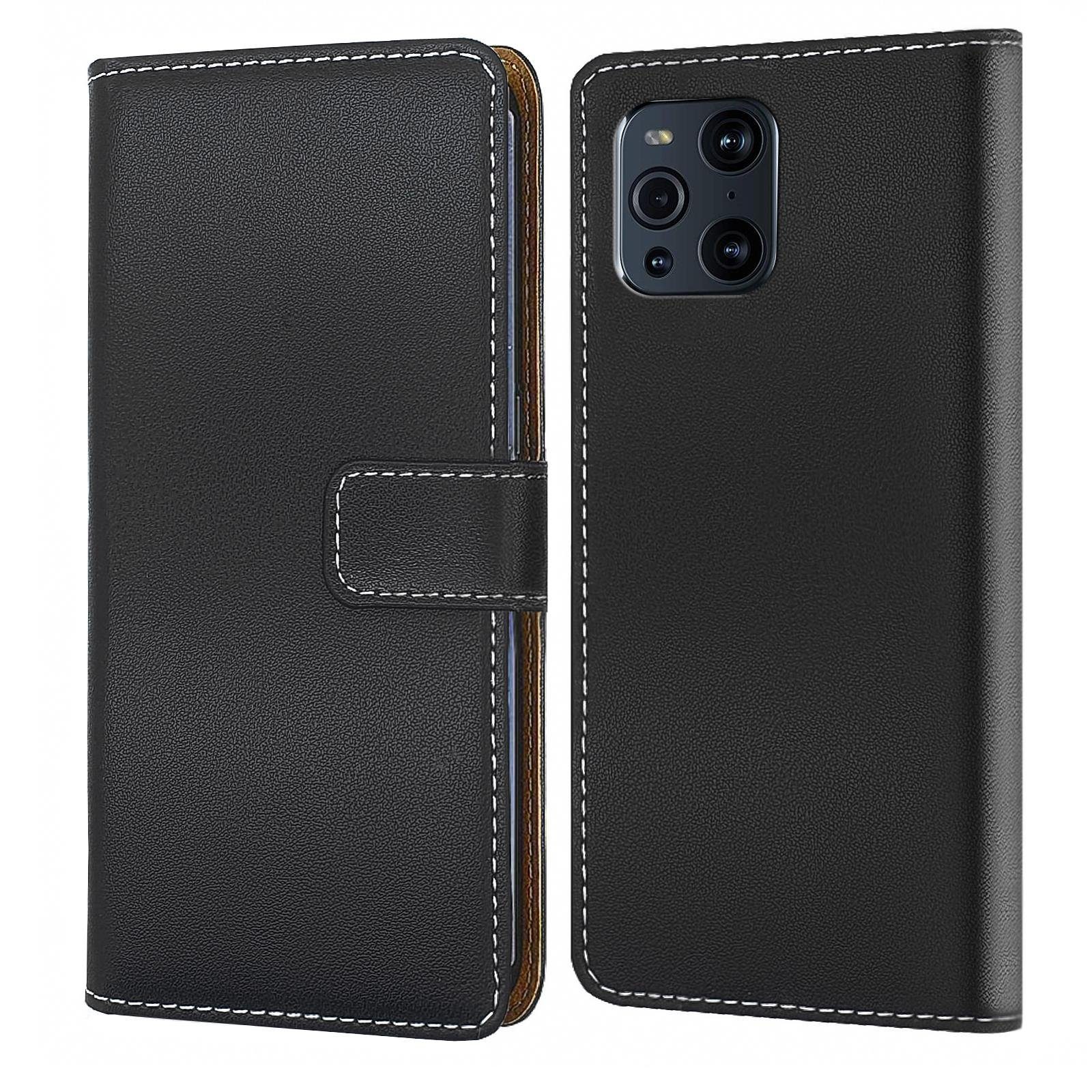 Numerva Handyhülle Bookstyle Etui für OPPO Find X3 Pro, Handytasche Schutzhülle Klapphülle Flip Cover Schwarz