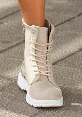 LASCANA Schnürstiefelette zum Schnüren, modische Optik im Combat Look, Reißverschluss-Boots