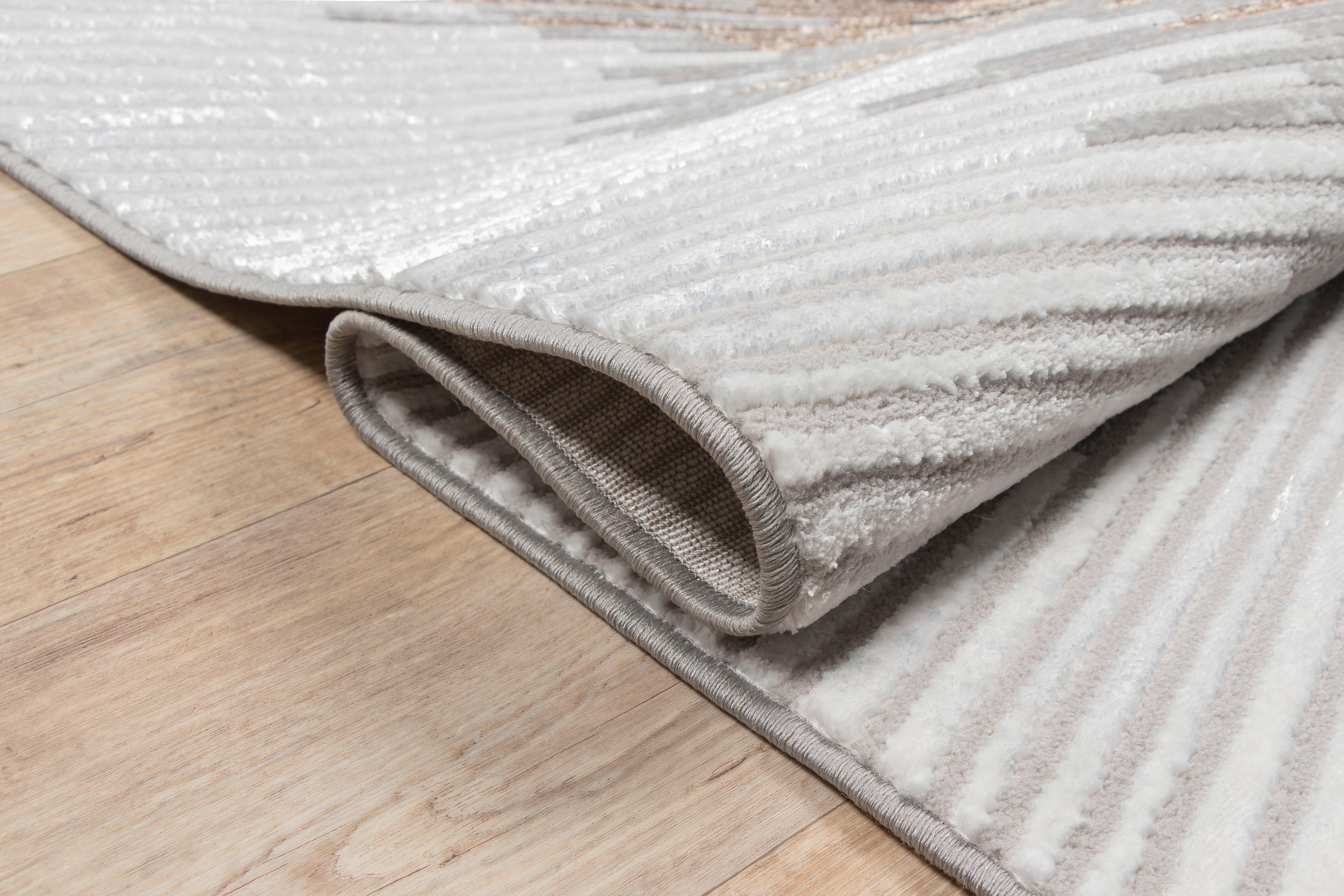 OTTO home Teppich Elora Kurzflor, rechteckig, Höhe: 8 mm, mit leichtem Glanz, Hoch Tief Struktur, elegantes Design, Wohnzimmer