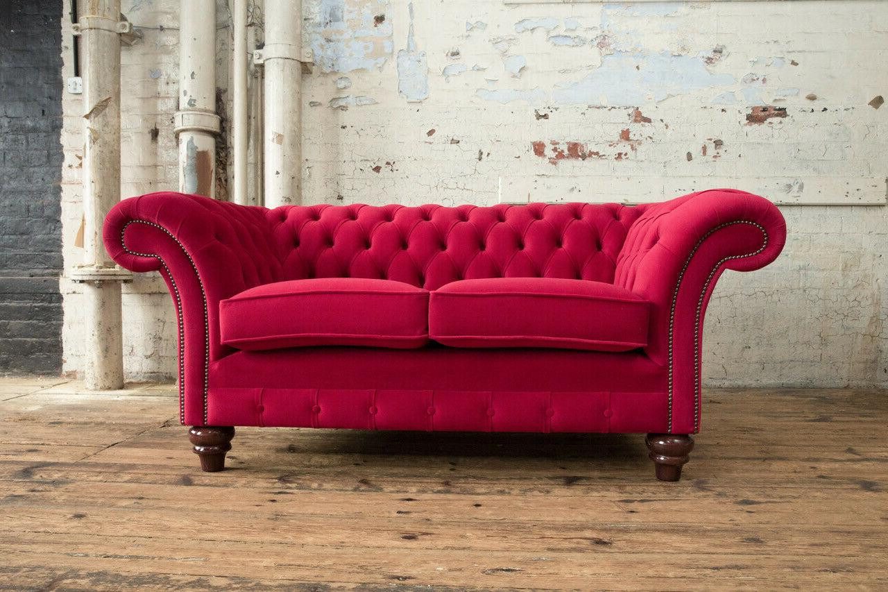 Xlmoebel Chesterfield-Sofa Neues zweisitziges Polstersofa im Design Chesterfield aus Stoffgewebe, Hergestellt in Europa