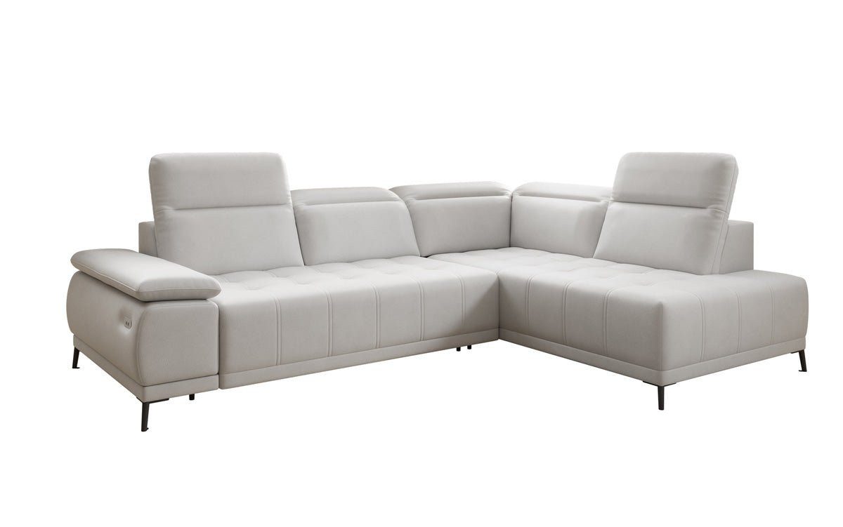 Luxusbetten24 Schlafsofa Designer L Sofa Lyra in Echtleder, mit elektrischer Schlaffunktion