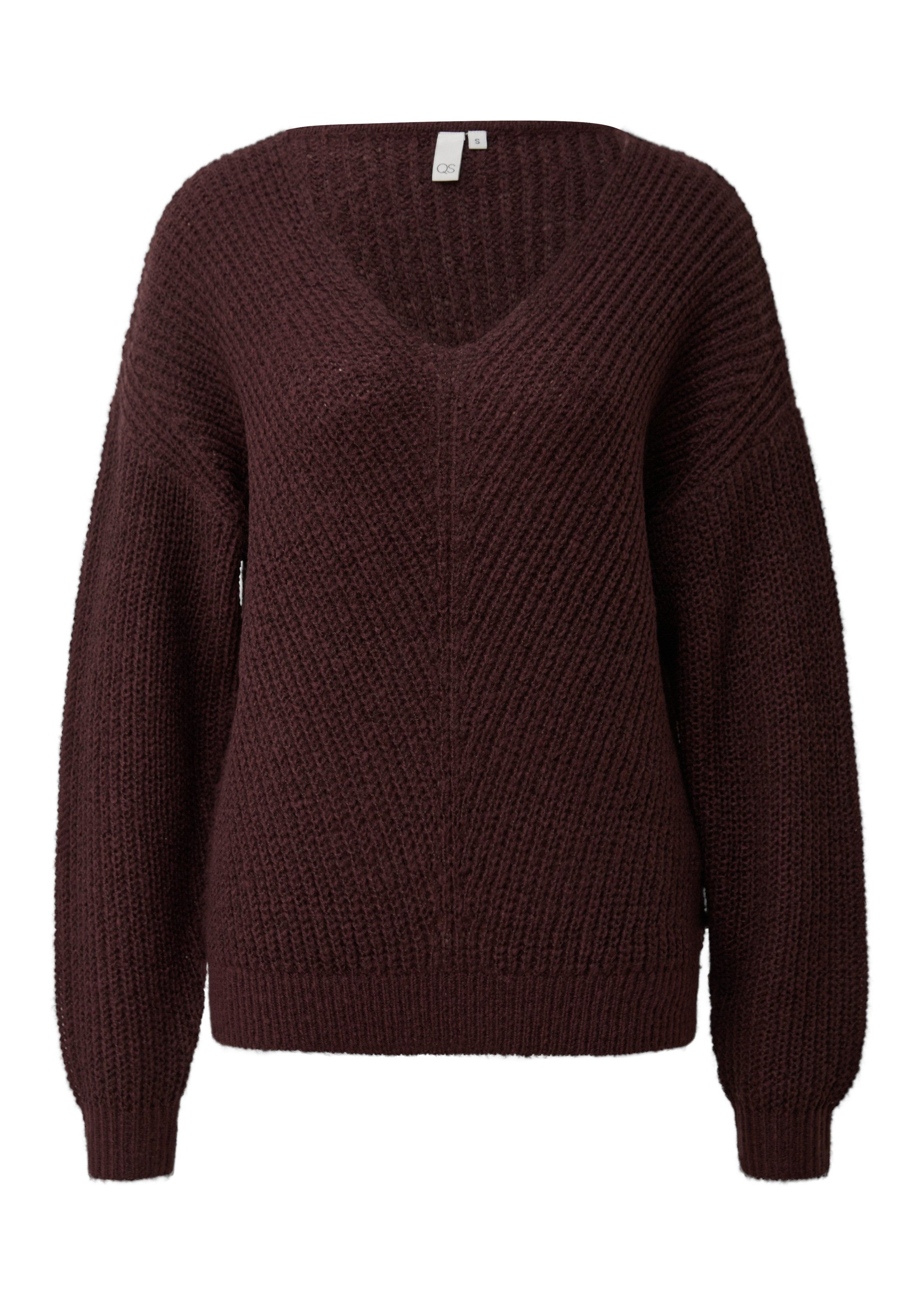 QS Longpullover Strickpullover Strickpullover mit V-Auschnitt günstig online kaufen