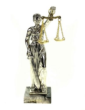 Kremers Schatzkiste Dekofigur Metall Figur Justitia Göttin der Gerechtigkeit 18 cm silber Skulptur Themis Anwalt BGB