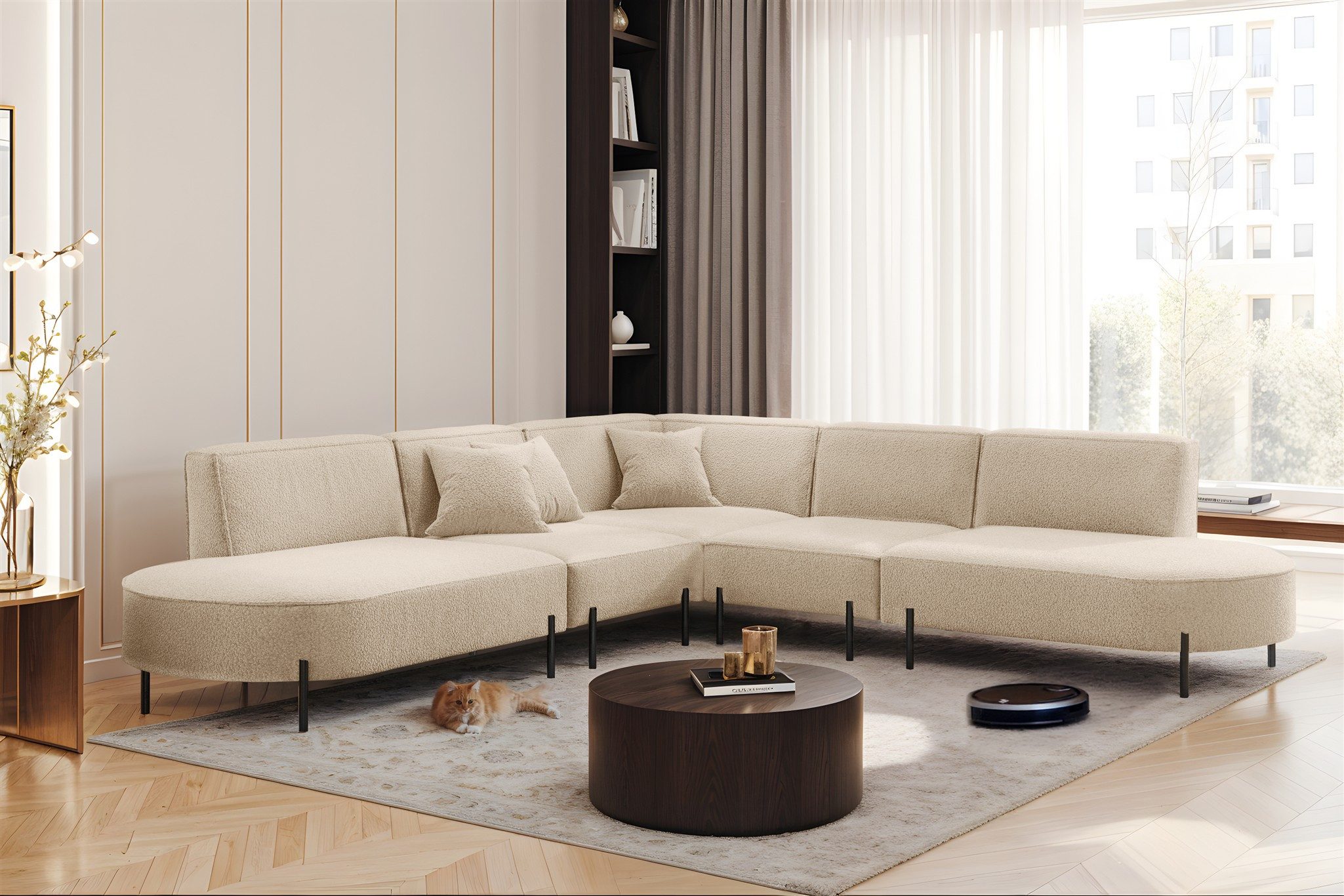Fun Möbel Ecksofa Designersofa Sofa FUN MALAGA Universal in Stoff, inkl. 3 günstig online kaufen