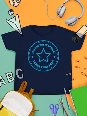 Shirtracer T-Shirt Schulkind Ich bin erstklassig Stern hellblau 2024 Einschulung Junge Schulanfang Geschenke