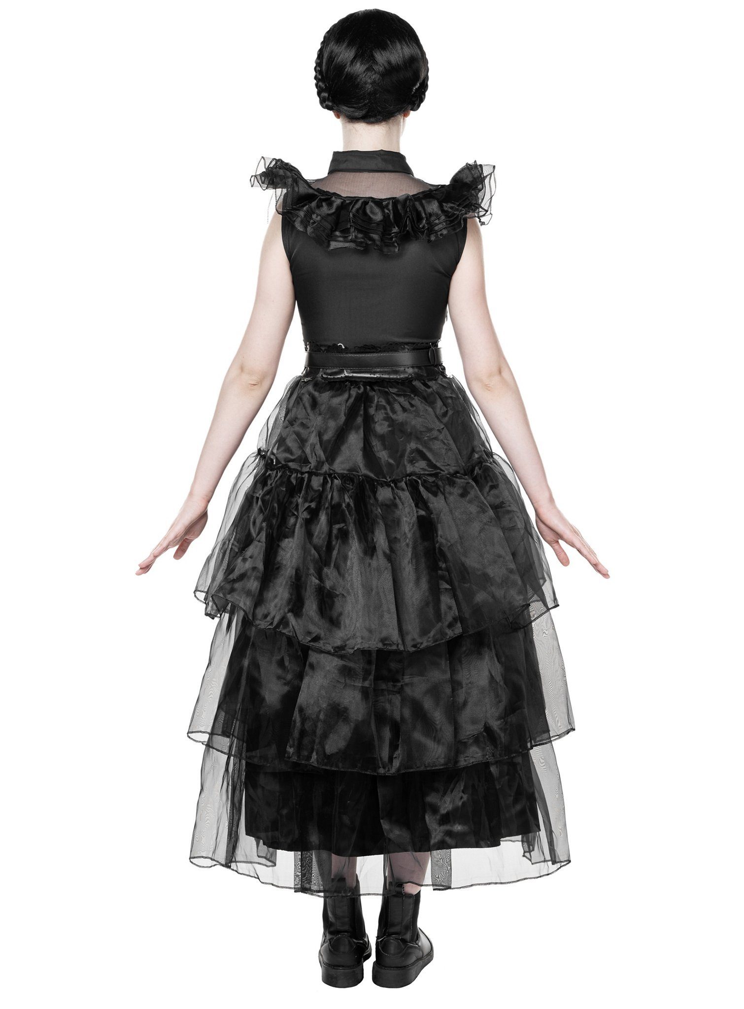 Maskworld Hexen-Kostüm Wednesday Ballkleid Kostüm, Umwerfendes, schwarzes Kleid für faszinierende Tanzeinlagen bei Schul