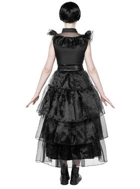 Maskworld Kostüm Wednesday Ballkleid Kostüm, Umwerfendes, schwarzes Kleid für faszinierende Tanzeinlagen bei Schul