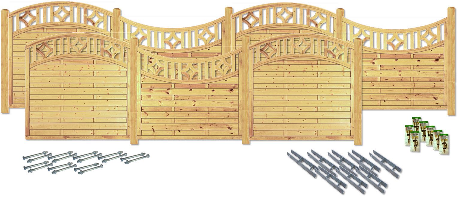 KONIFERA Sichtschutzelement ABILENE, (Komplettset inkl. Zubehör), aufgelockerte Optik in starkem Rahmen, verschiedene Längen