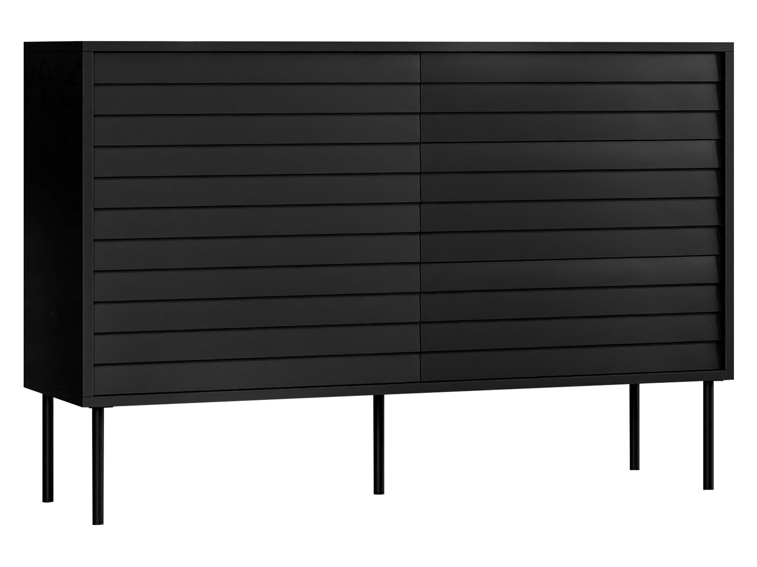 MIRJAN24 Kommode Cortina 120 1D3S (mit Drehtür und drei Schubladen), Schwarze Stahlfüße, 120x40x81 cm