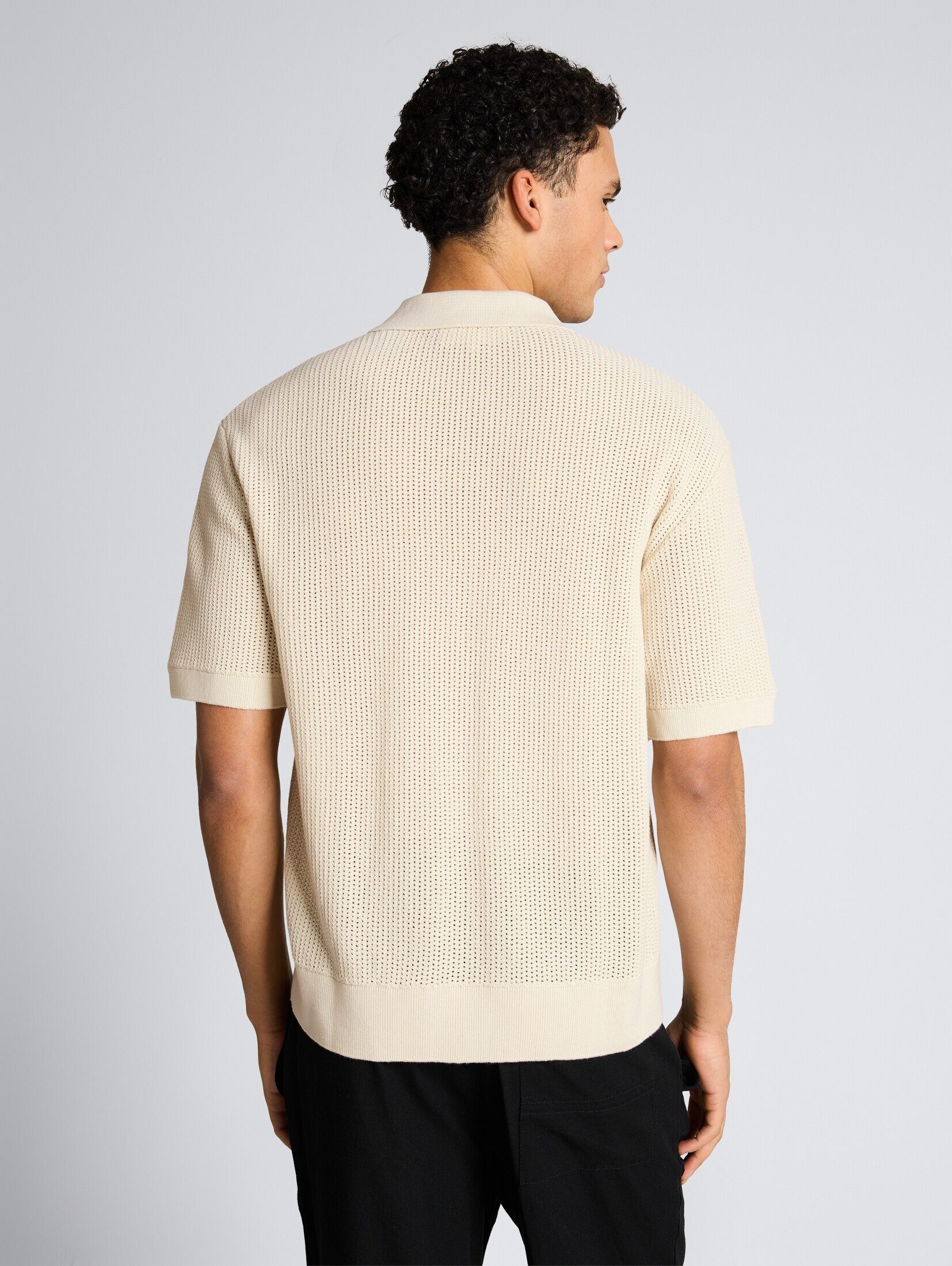 TOM TAILOR Denim Kurzarmhemd Pullover & Strickjacken Strickhemd mit Resort Kragen und Knopfleiste