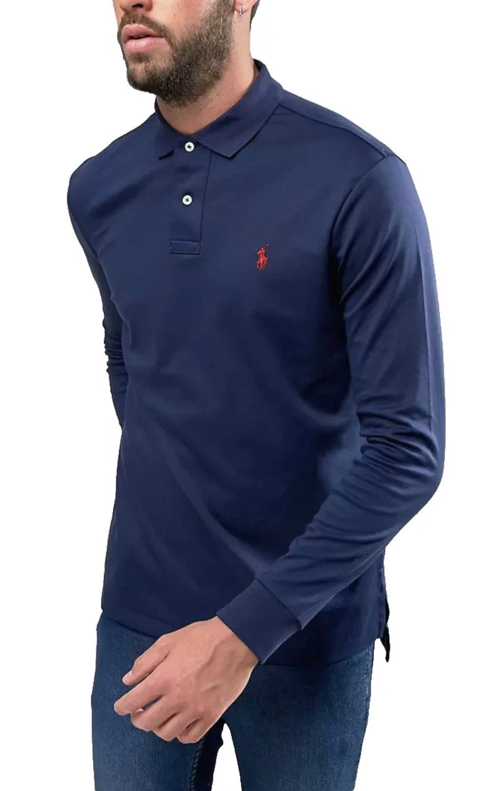 Polo Ralph Lauren Langarm-Poloshirt Herren Hemd Luxury Pima Cotton Slim Fit günstig online kaufen