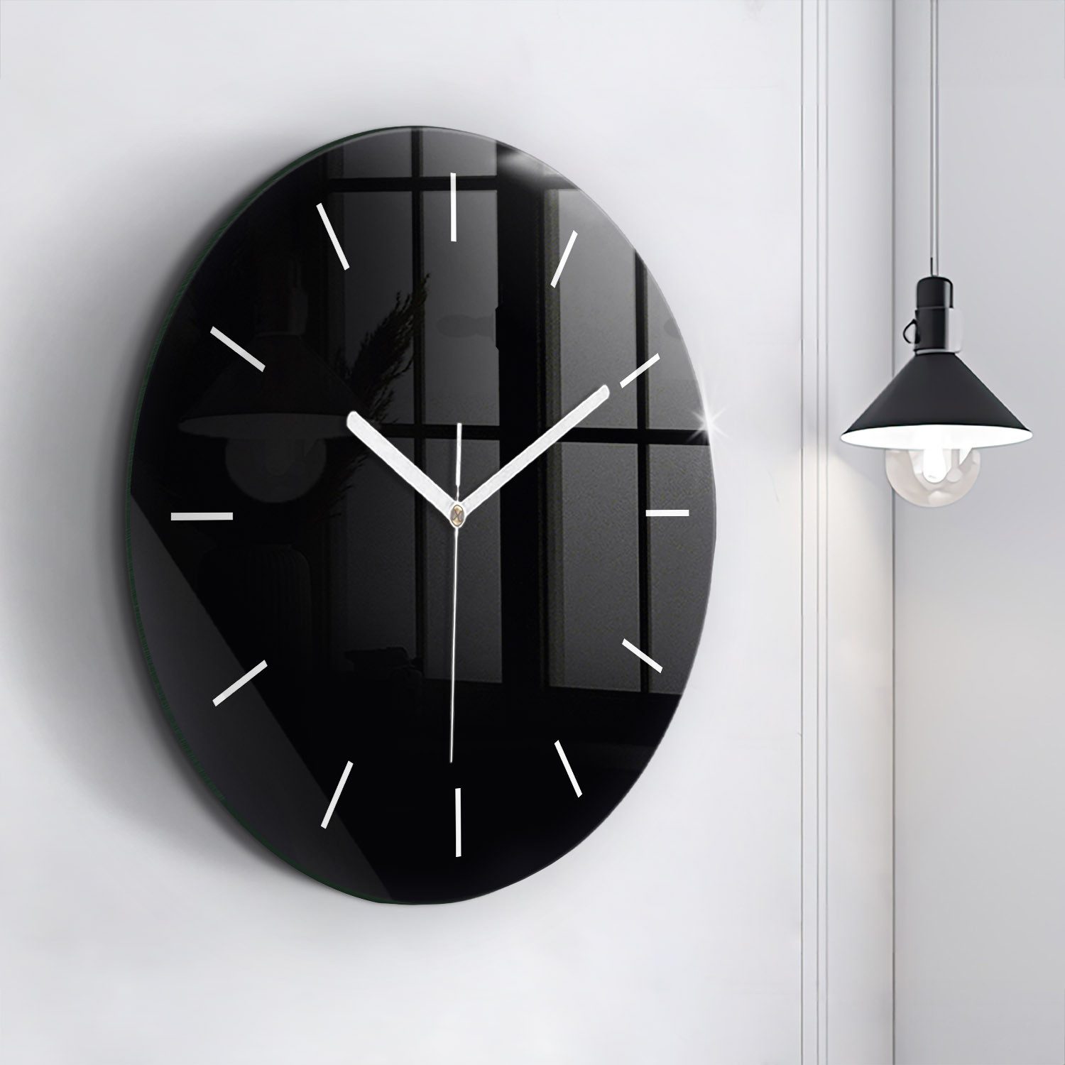 Tulup Wanduhr Glasrunde Uhr Moderne Glaswanduhr 60cm Uhr aus Gehärtetem Glas