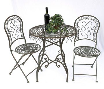 DanDiBo Sitzgruppe Eisen Garten Antik Bistroset Malega Bistrotisch mit 2 Stühlen klappbar Metall Gartentisch