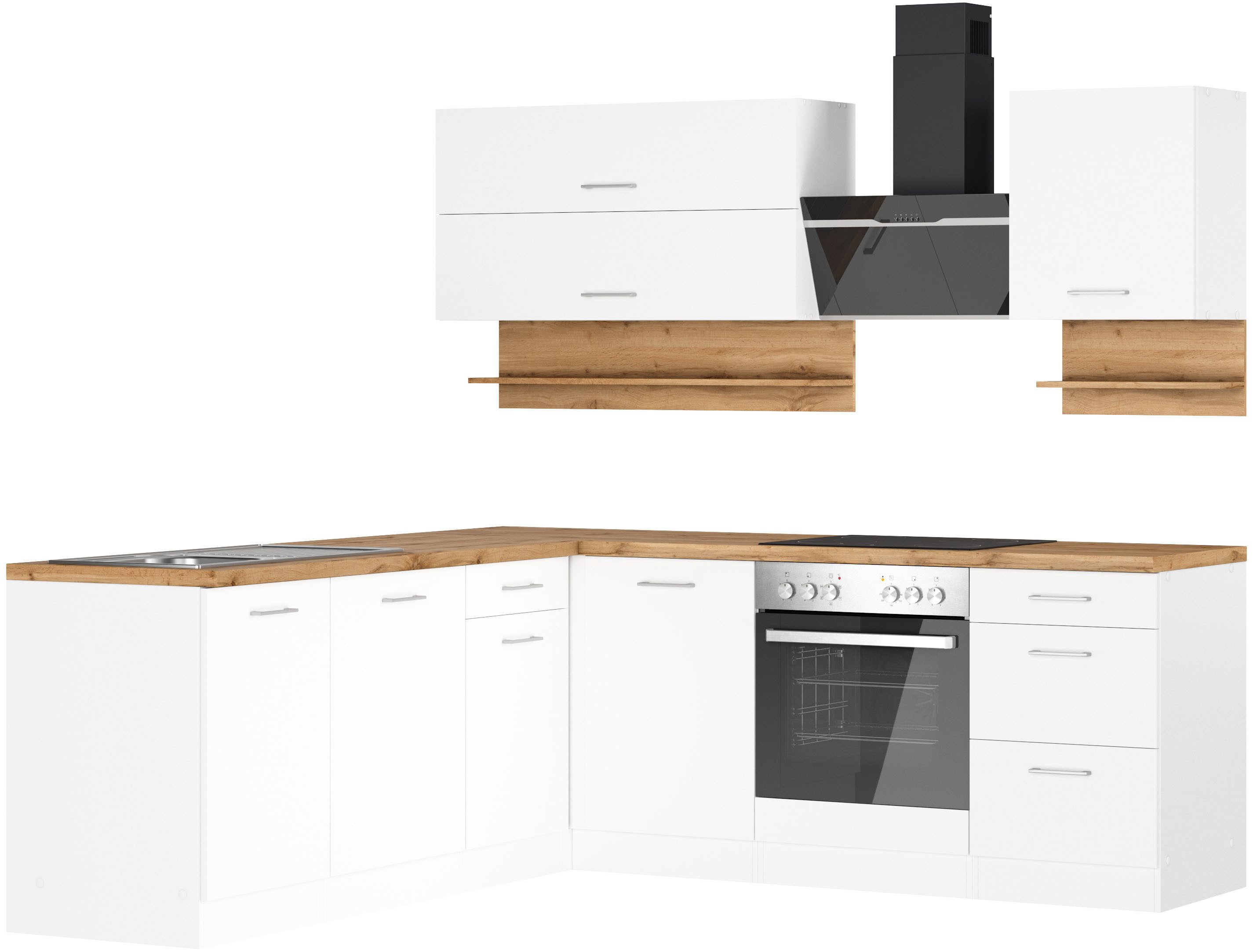 KOCHSTATION Winkelküche KS-Milan, Stellbreite 220/220 cm, viel Stauraum, wahlweise mit E-Geräten