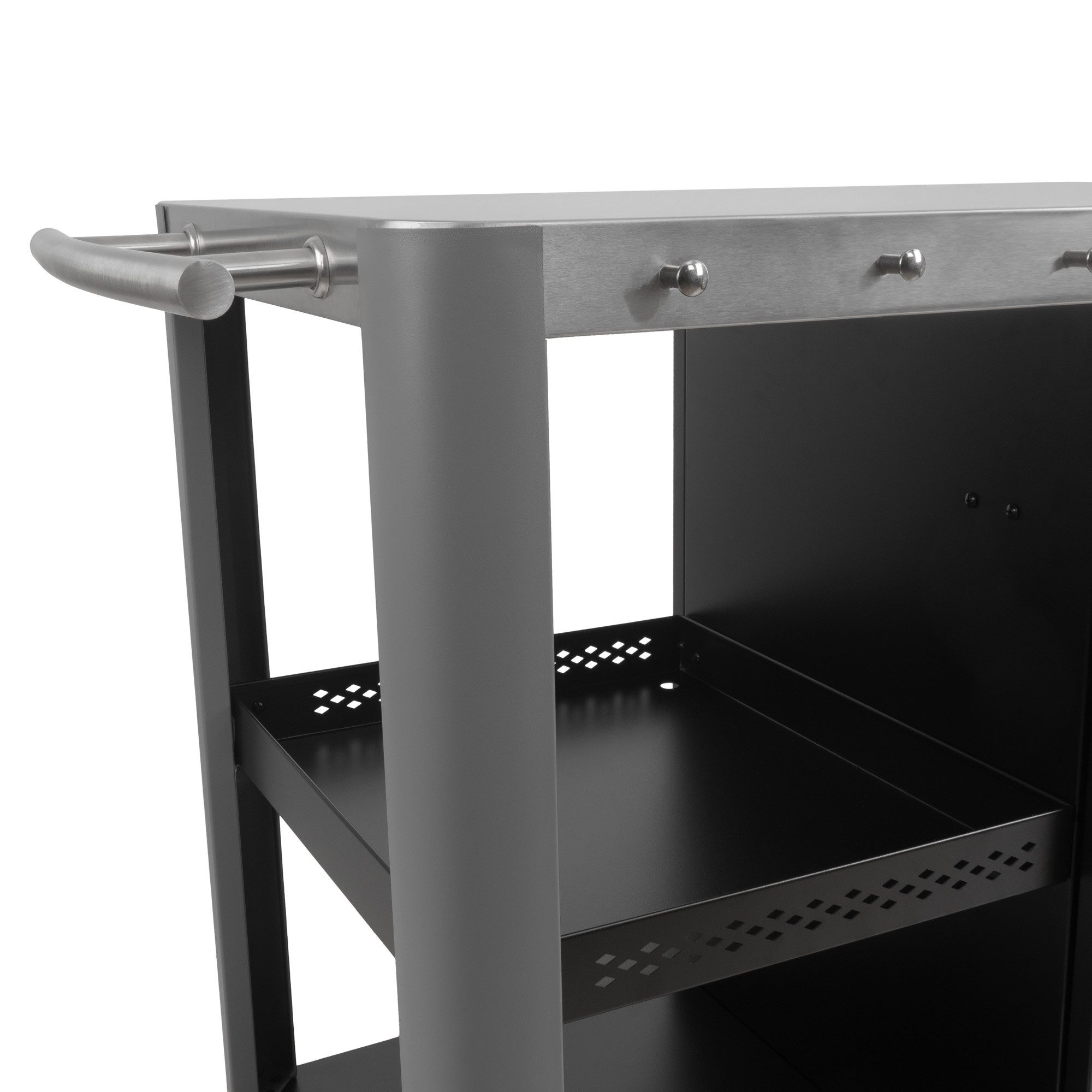 BBQ-Toro Grillablagetisch Grillwagen 95 x 50 x 80 cm, Silber Grilltisch, Grill Beistelltisch (1-St), Vier integrierte Bremsen