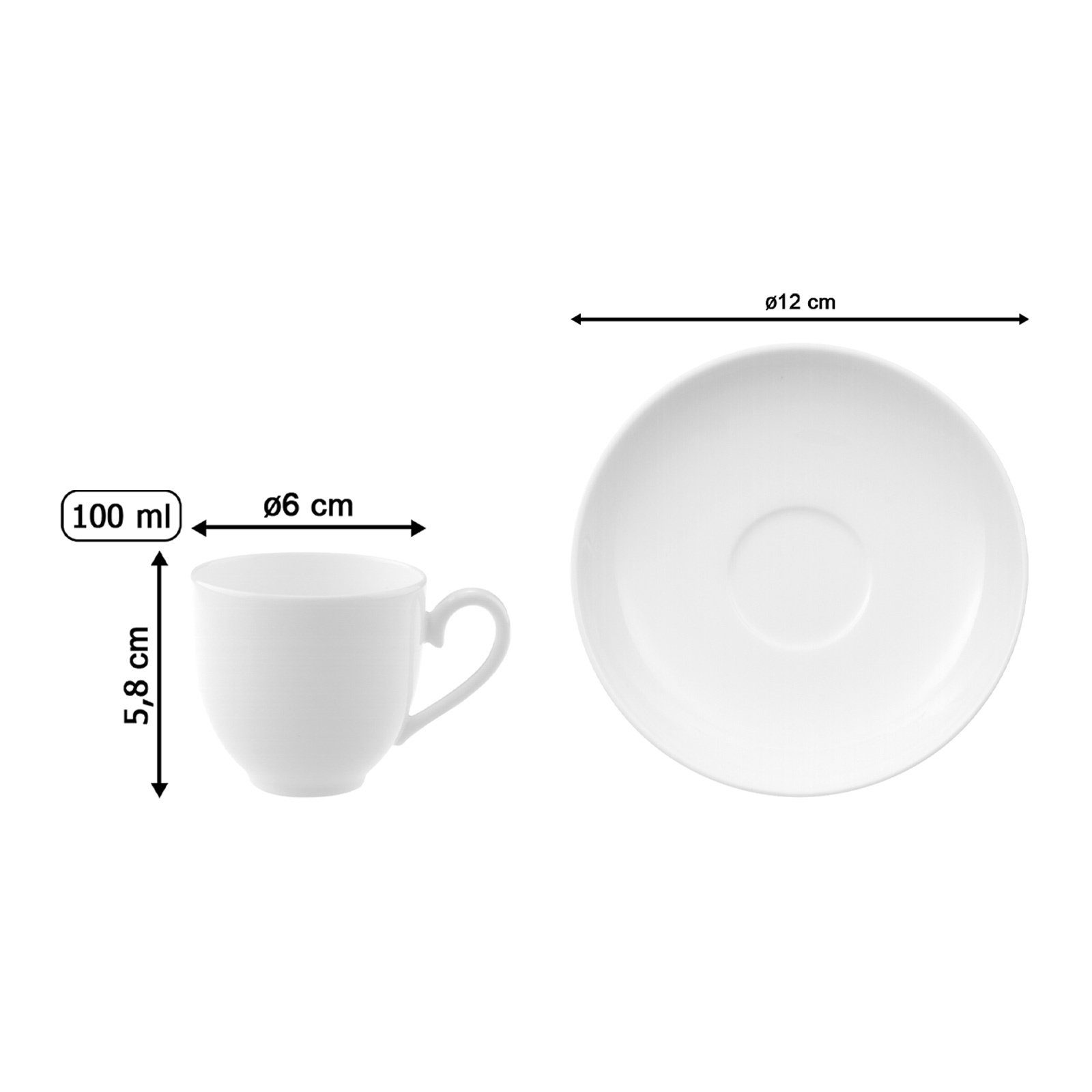Villeroy & Boch Tasse Royal Mokka-/ Espressotasse mit Untertasse 100 ml, 2-tlg., Porzellan