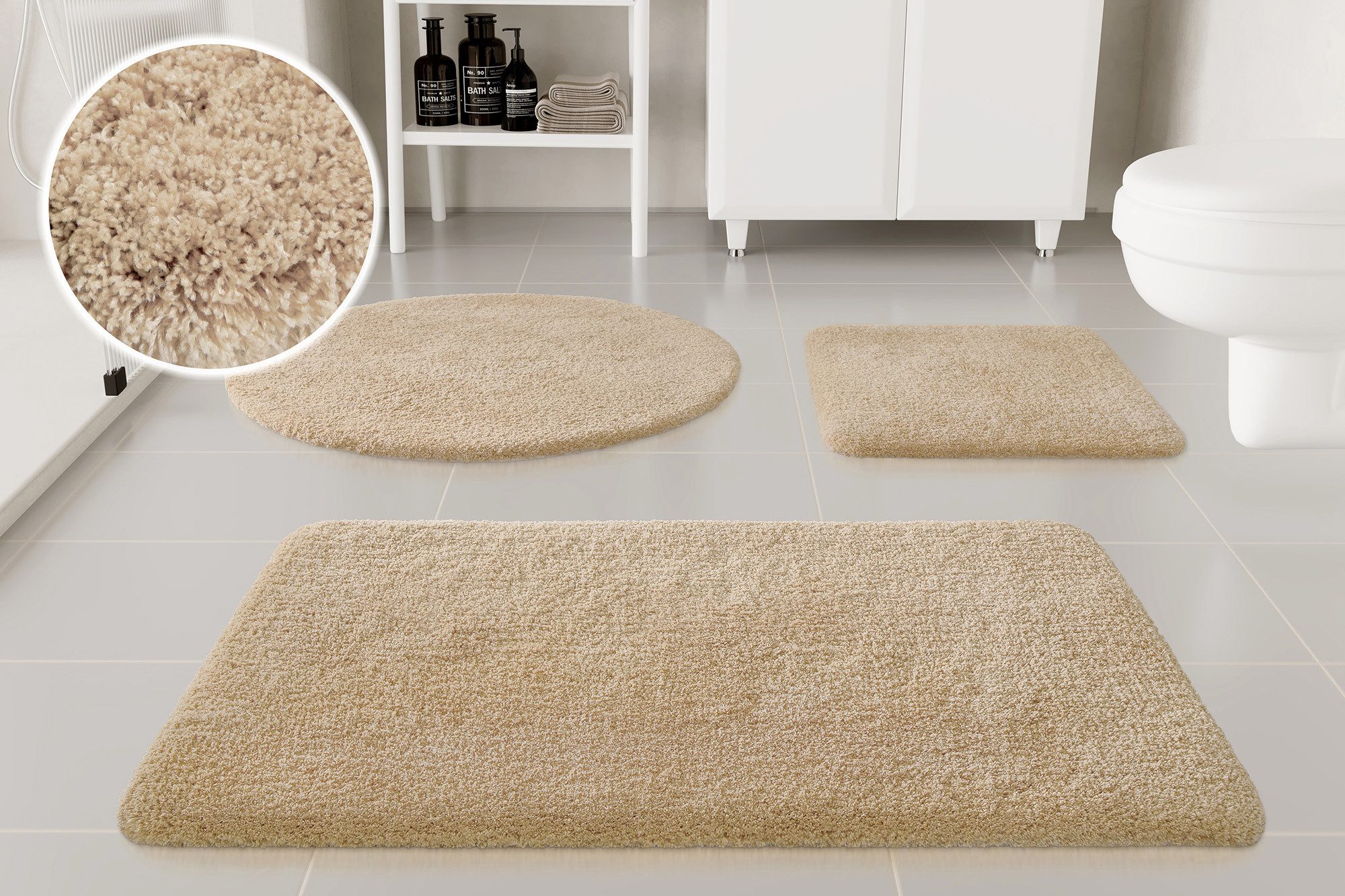 OTTO home Badematte Kaarin, uni, viele Farben, Badvorleger, Badezimmer Teppich, Höhe 30 mm, rutschhemmend beschichtet, fußbodenheizungsgeeignet, Polyester, rechteckig, Badteppich, getuftet, flauschig, hochflor, große Farbauswahl