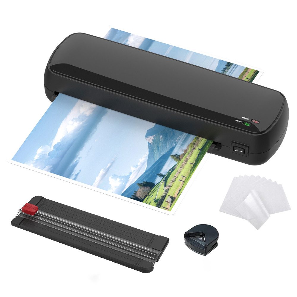 WHEELYOU Laminiergerät Laminiergerät mit 10 Laminierfolien, A4, Heiß- & Kaltlaminierer, Schnelles Aufheizen, 9 Zoll Laminiermaschine für Büro und Schule