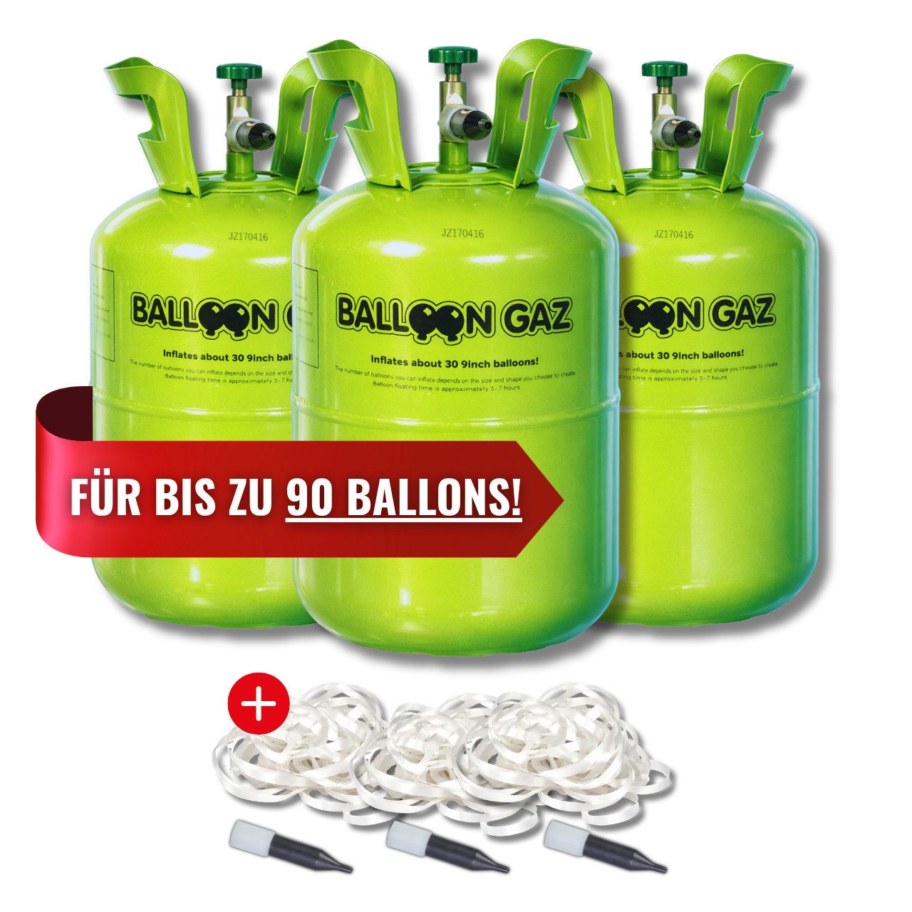 Folat Helium Ballongas Heliumflasche für bis zu 90 Luftballons - Helium, XXL-Set für Hochzeit, Geburtstag, Party – für bis zu 90 Luftballons