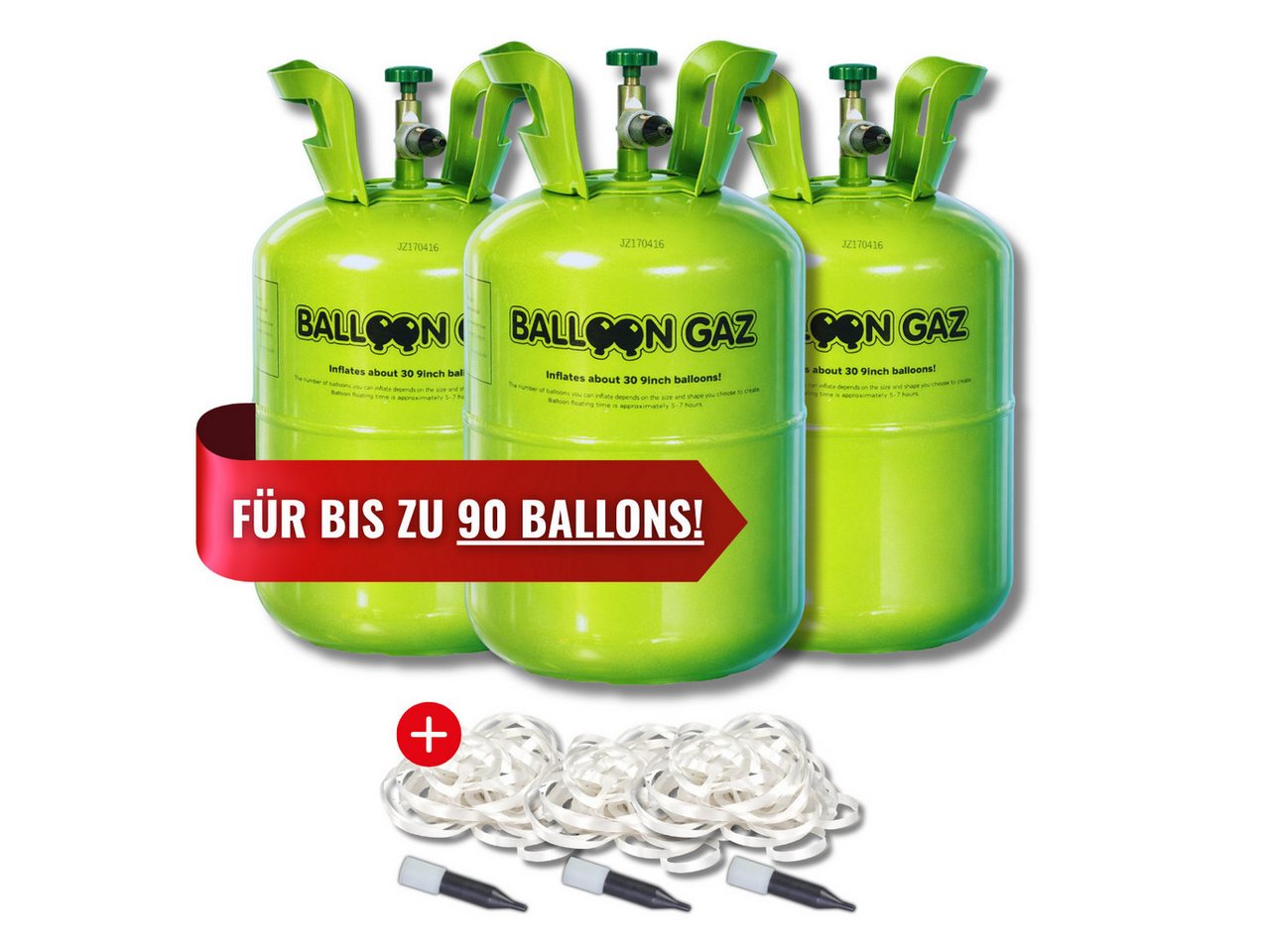 Folat Helium Ballongas Heliumflaschen SETS für bis zu 30-90 Luftballons - Helium, XXL Set für Hochzeit, Geburtstag, Party – für bis zu 90 Luftballons